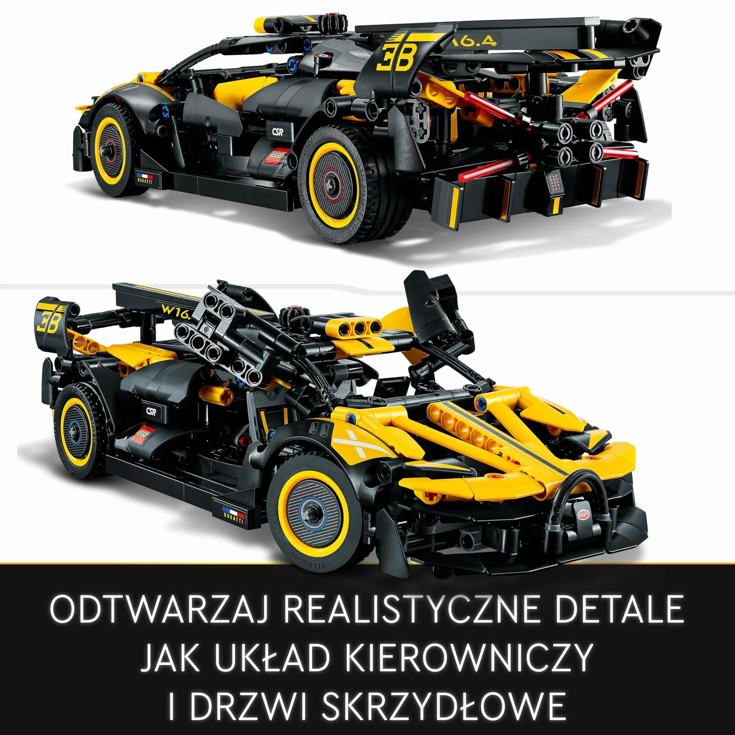 LEGO Technic Bolid Bugatti Wyścigówka z Klocków, Kreatywne Zabawki Inżynieryjne, Kultowy Samochód Sportowy do Budowania z Klocków dla Kolekcjonerów, Pomysł na Prezent dla Dziecka, 42151