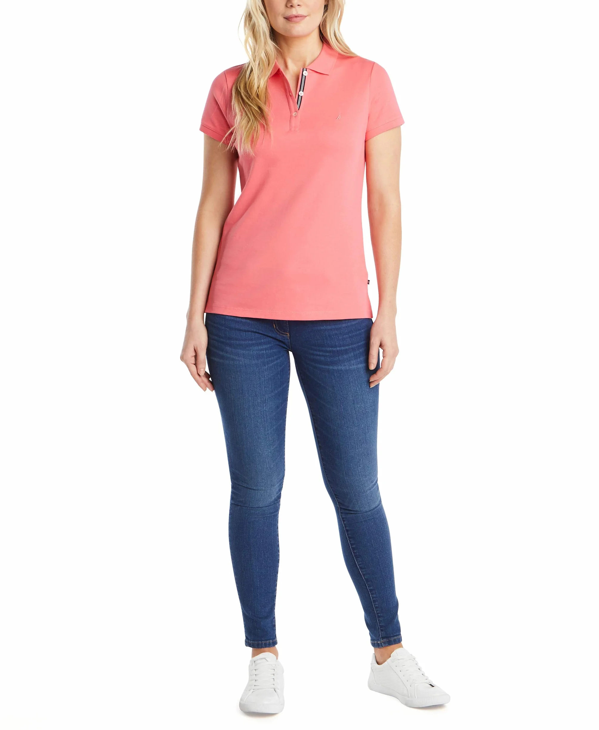 Nautica Koszulka polo Kobiety 3-button Short Sleeve Breathable 100% Cotton Polo Shirt