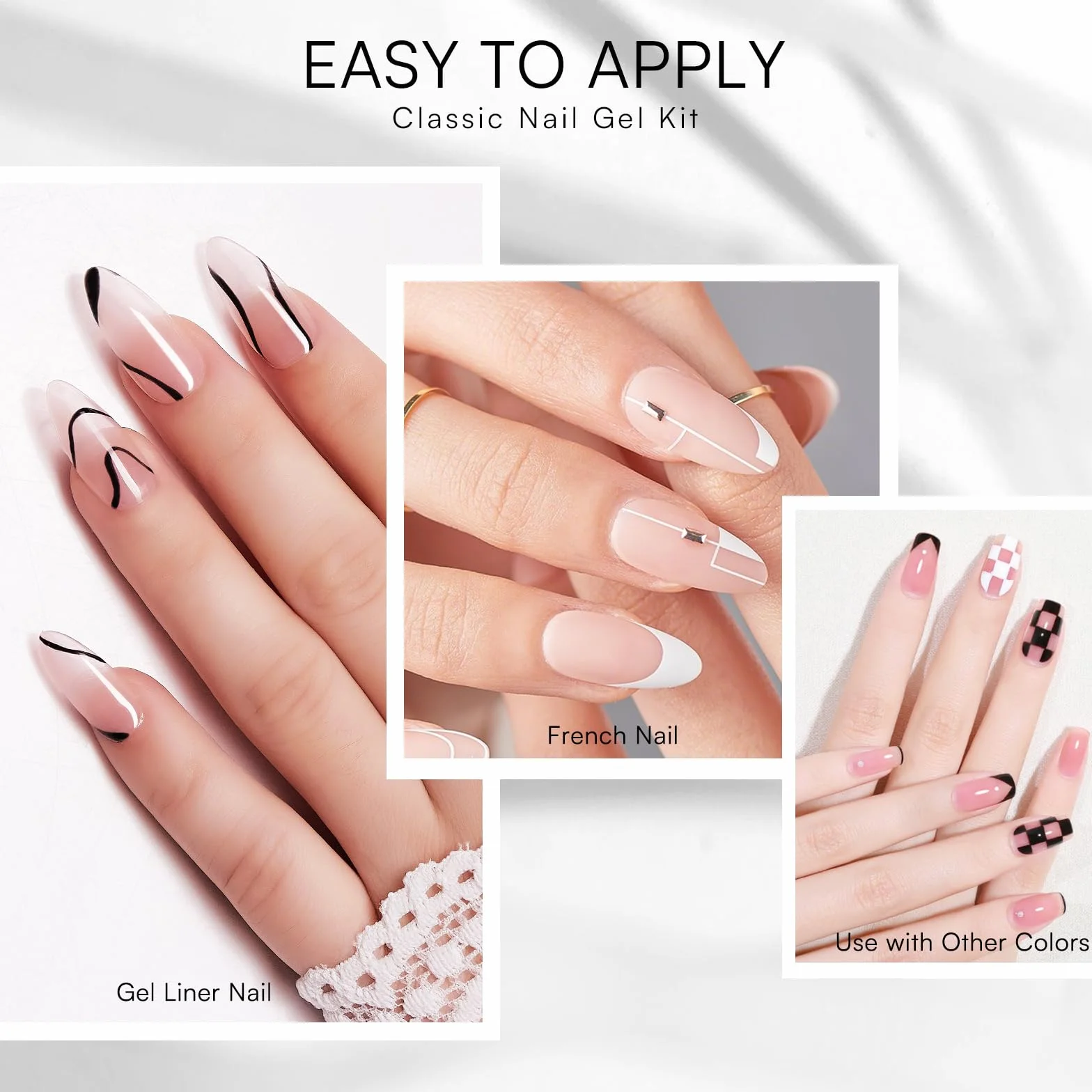 Makartt Zestaw żelowych lakierów do paznokci, czarny biały zestaw żelowych lakierów do paznokci czarno-biały Soak Off Nail Gel Polish LED Required UV Gel Polish Kit czarne białe paznokcie żel do