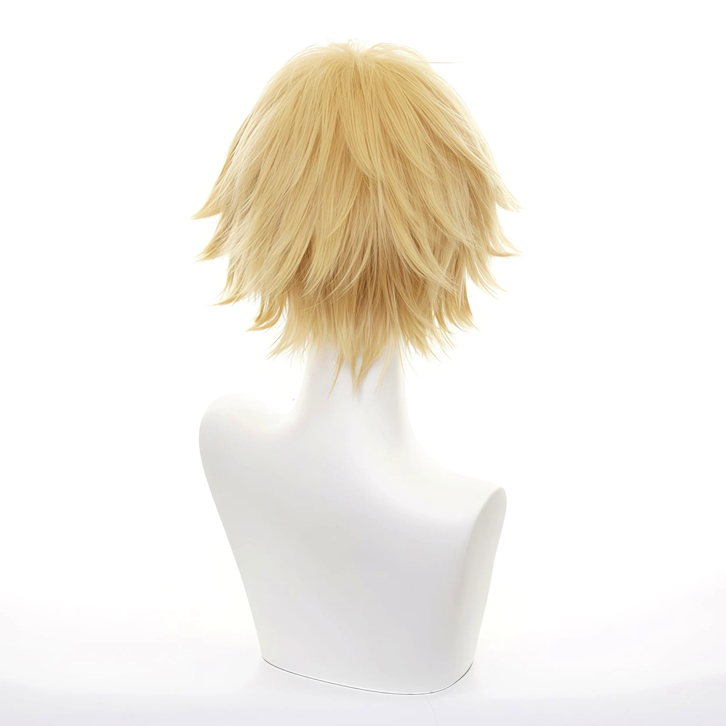Krótkie złote sztuczne włosy Anime Cosplay peruka