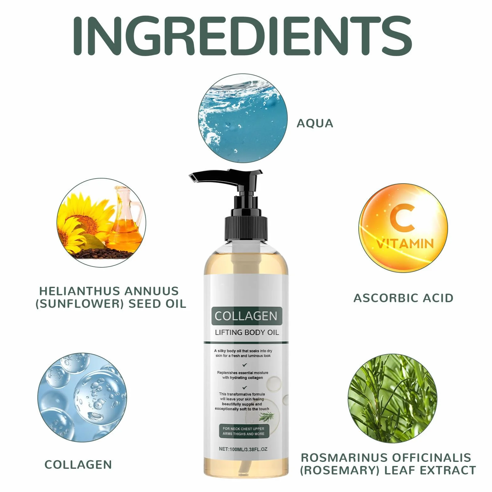 Kolagen Lifting Body Oil – olejek do ciała ujędrniający z ekstraktem z liści rozmarynu 100 ml