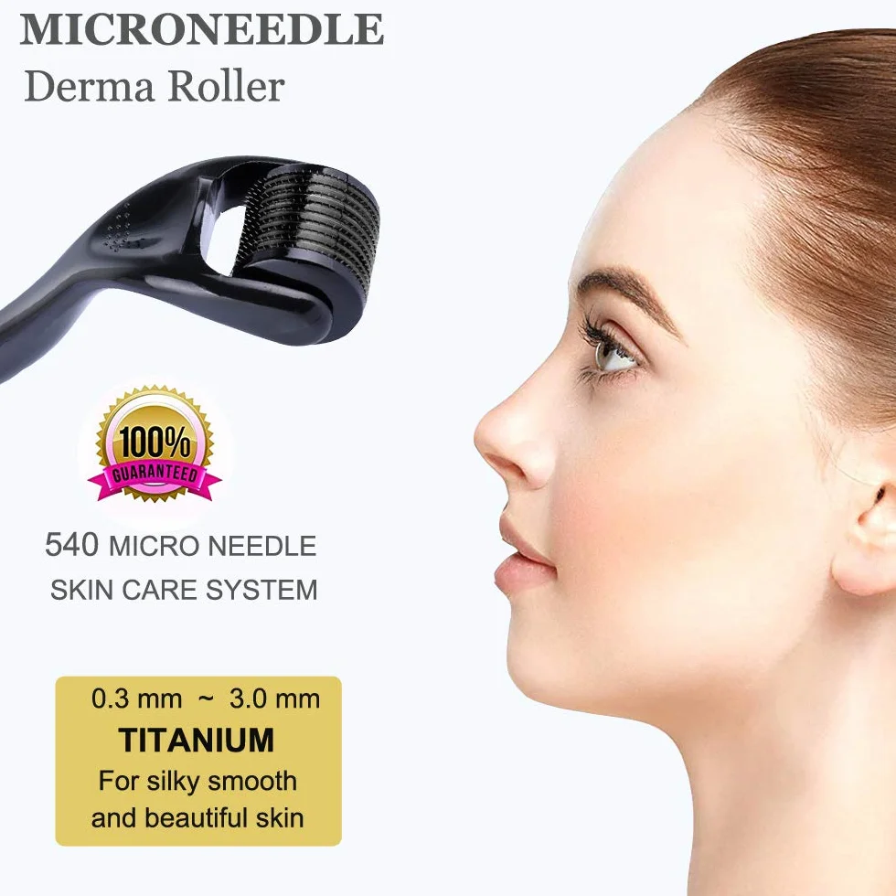 Derma Roller 2,0 mm, 540 tytanowa rolka z mikroigłami do twarzy i ciała, wałek do mikrodermabrazji, dermaroller do mikroigłowania, w zestawie etui do przechowywania (2,0 mm)