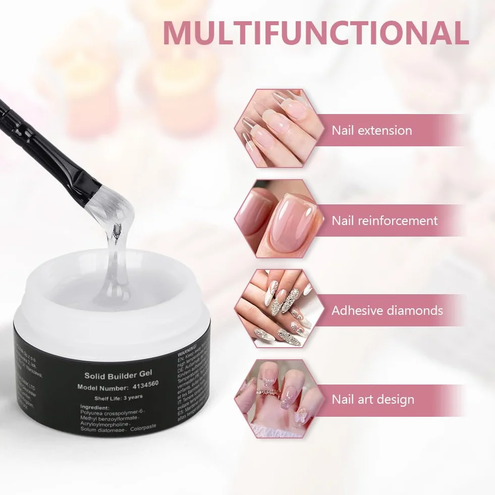LOPHE Żel budujący do paznokci żelowych, 15 ml, żel UV do przedłużania i modelowania paznokci, żel do paznokci, żel uszczelniający, lakier do paznokci w domu, salonie (przezroczysty)