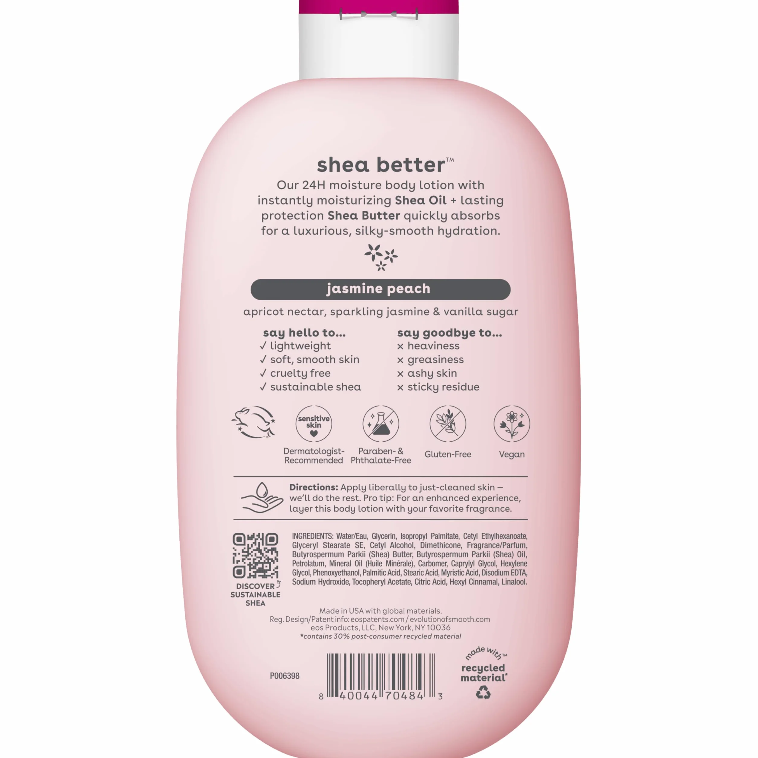 eos Balsam do ciała Shea Better Jasmine Peach 473 ml 24-godzinne nawilżanie