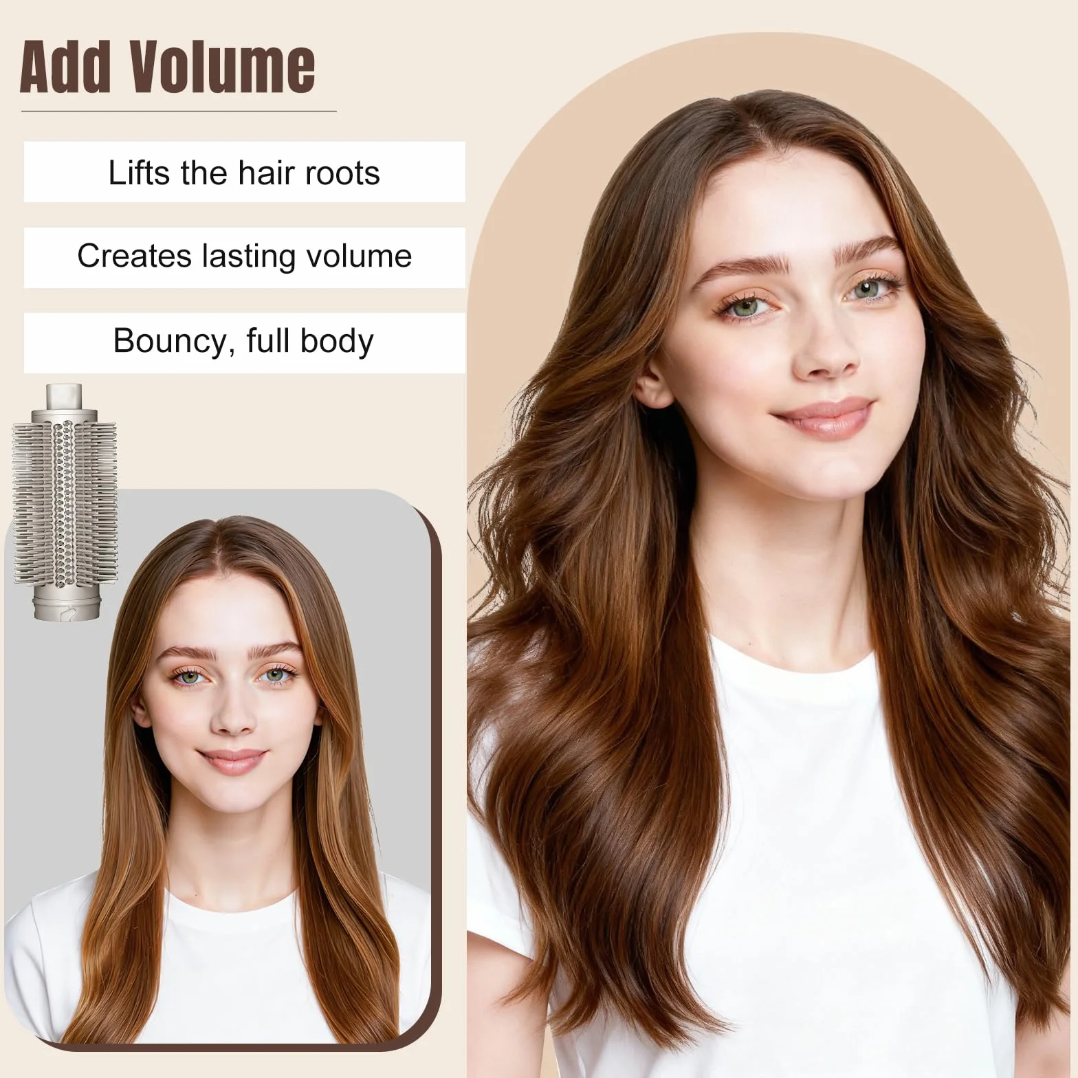 Okrągłe nasadki szczotkowe Volumizing do Shark Flex Style HD400 Series (HD430/HD432/HD435/HD440), ulepszona szczotka do szczotek do miękkich i płaskich włosów