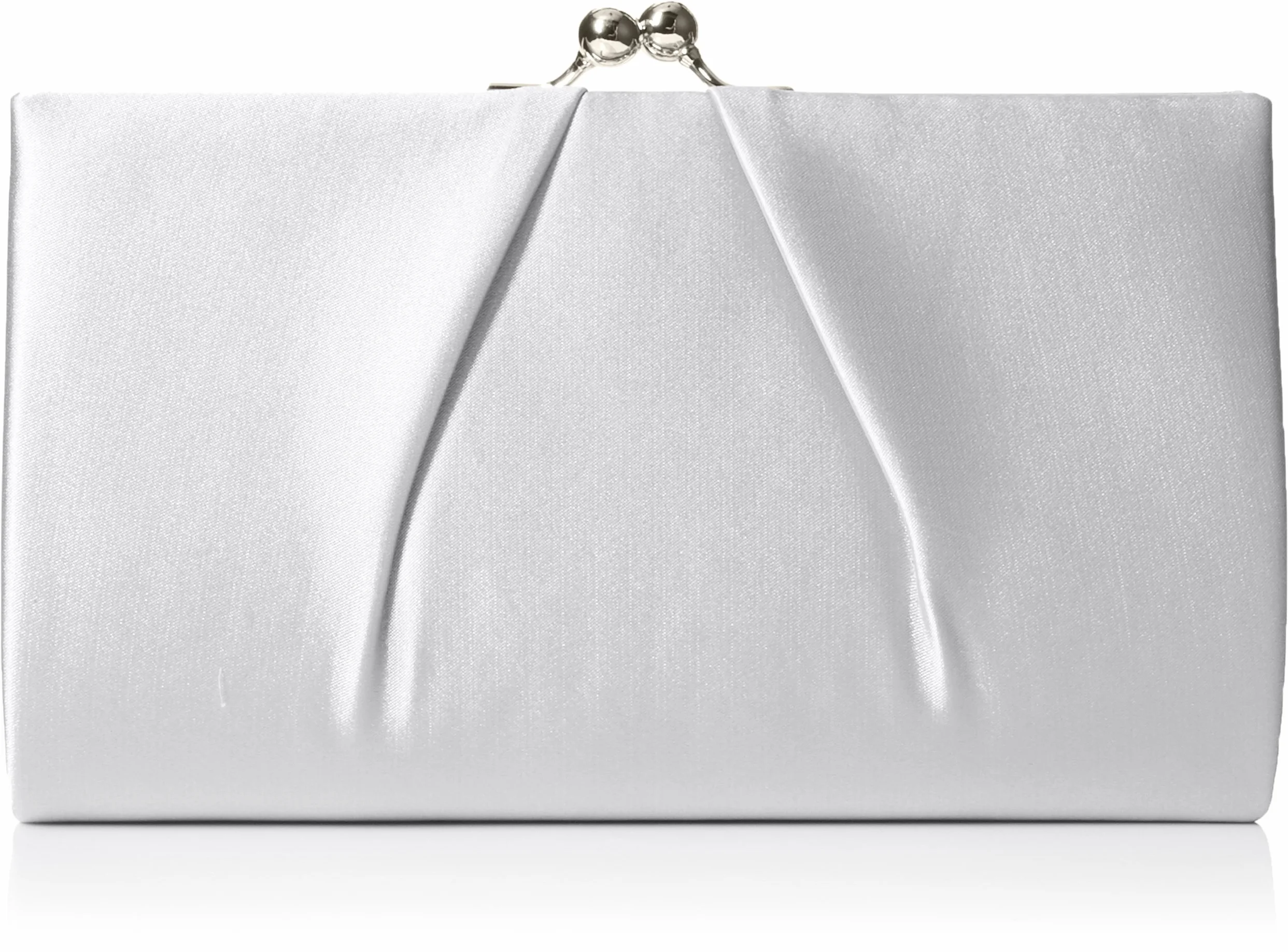 Swanky Swans Mira Satin Classic Frame Bag Clutch, srebrny - srebrny (Silver) - 5.1x12x20.8 cm (W x H x L)