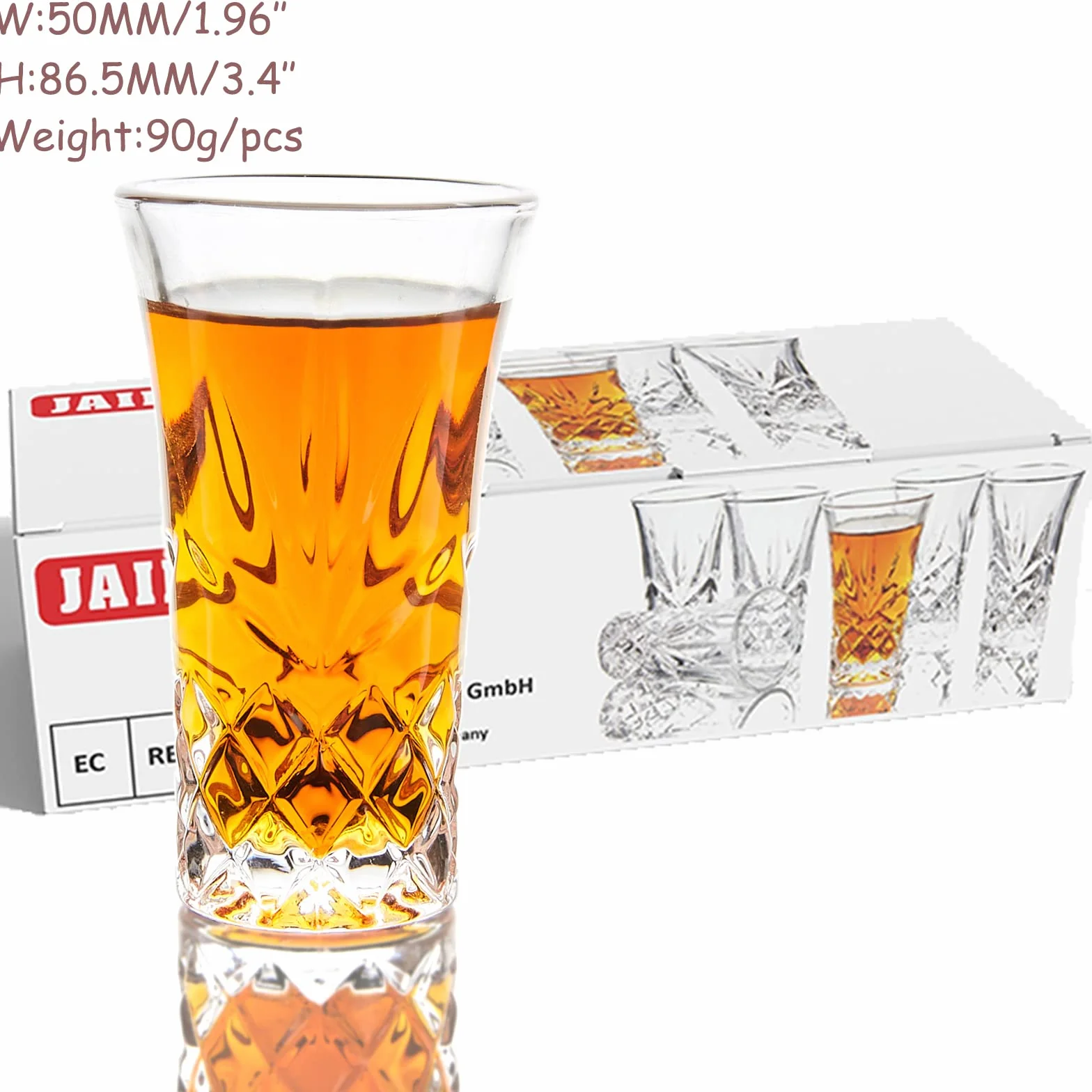 JAIEF Kieliszki tequila o pojemności 56 ml z ciężką podstawą Kieliszki do wódki (6)