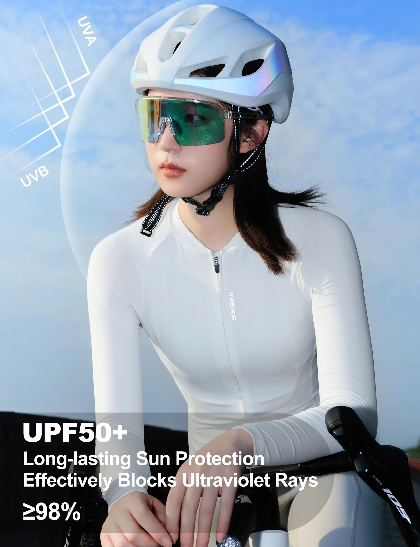 INBIKE UPF 50+ LY4091 chroniąca przed słońcem koszulka rowerowa damska z długim rękawem wilgoć szybkoschnąca oddychająca elastyczna odblaskowa odzież rowerowa