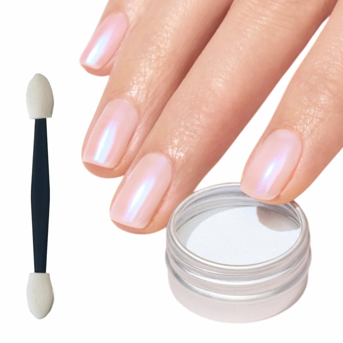 Manucurist - Blue Glazed Pyłek do Paznokci - Nail Art Ozdoba do Paznokci - Niebieskawy Perłowy Efekt - Wykończenie Glazed - Aplikator w Zestawie - Vegan & Made in France