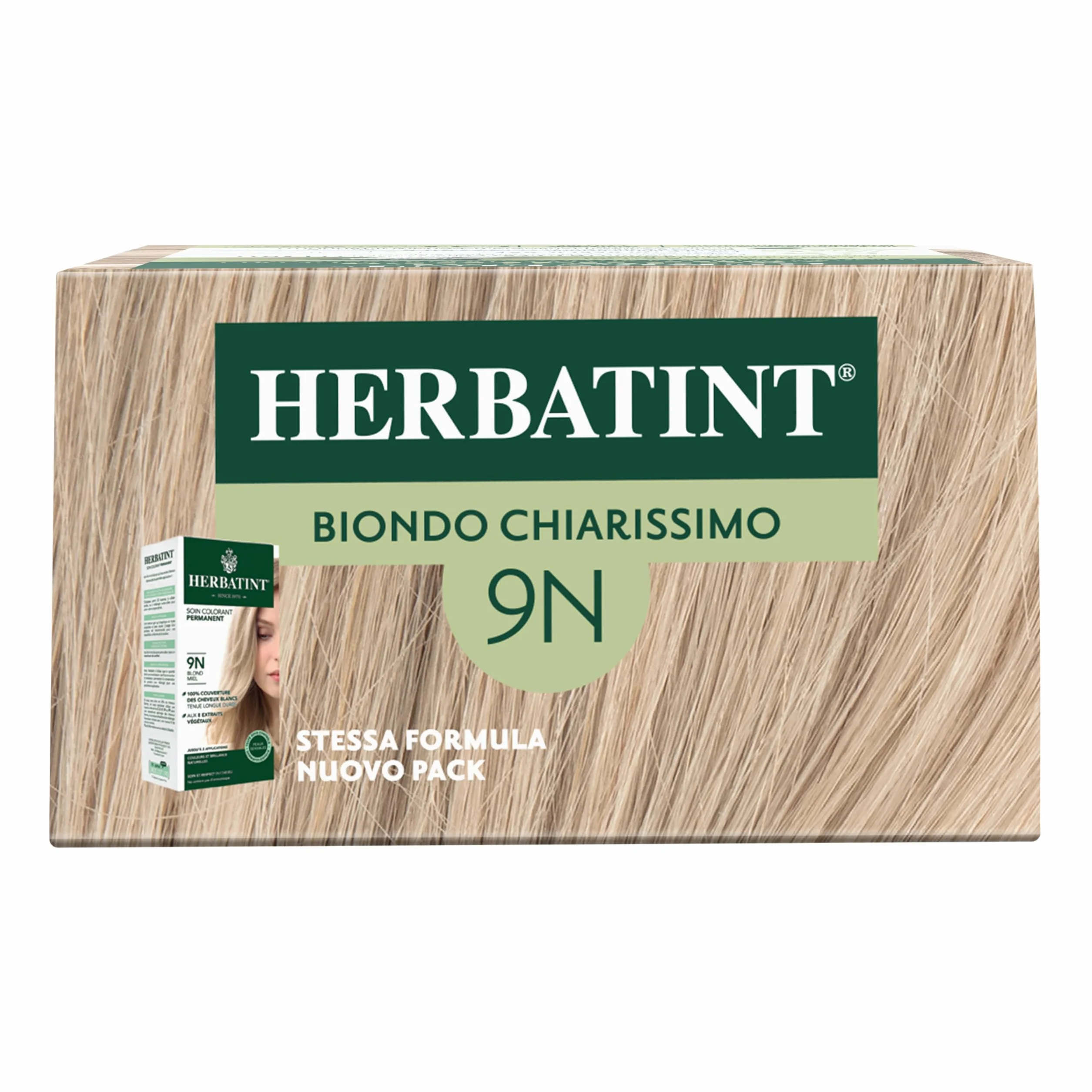 Herbatint Żel do farbowania włosów 9N jasny blond - 170 ml | bez amoniaku, 100% białe włosy | dla wrażliwej skóry, z 8 naturalnymi ekstraktami organicznymi