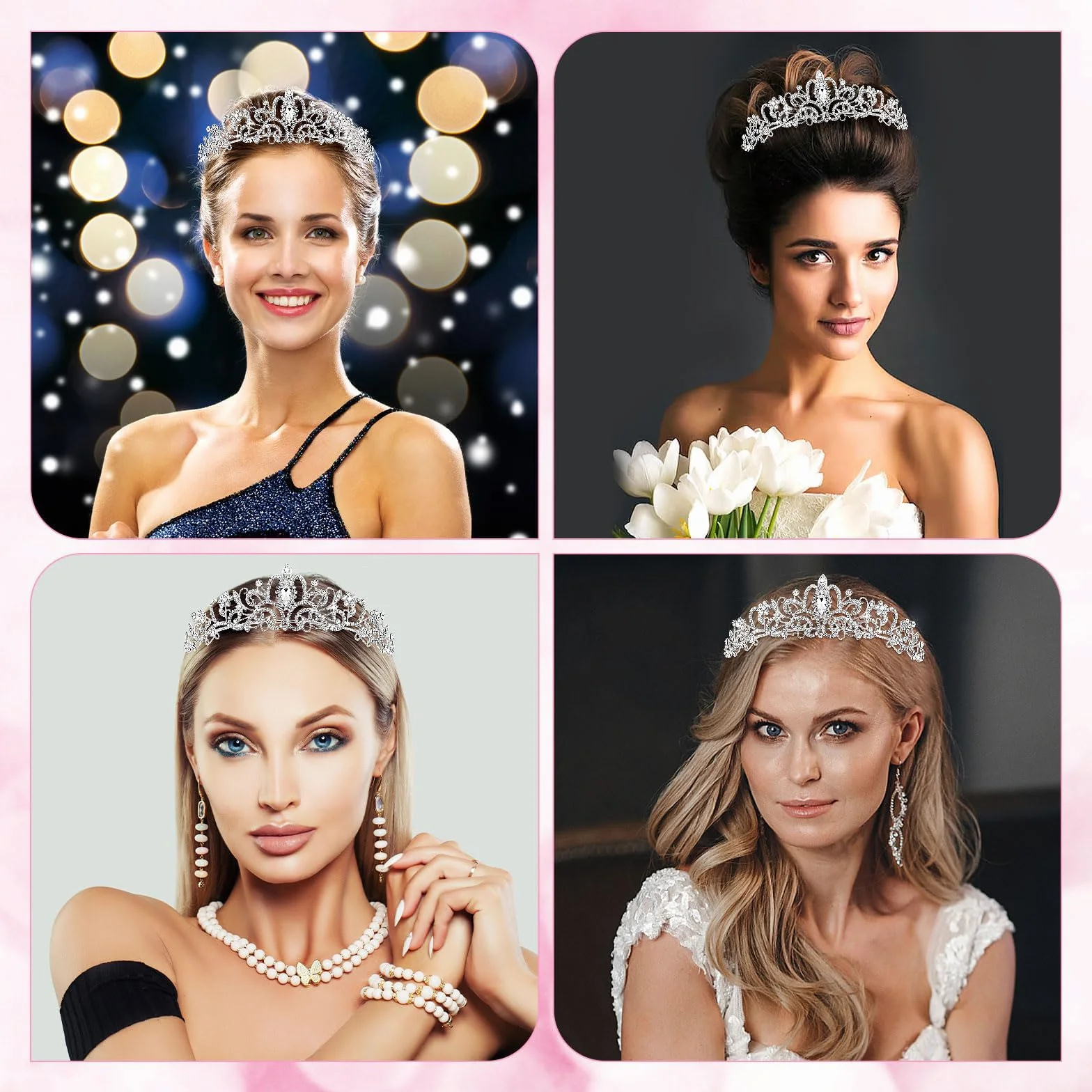 Tiara koronna, tiara na przyjęcie księżniczki, dodatek, tiara, korona księżniczki, kryształowe diademy, korony stras, opaska na głowę, dla kobiet, dziewcząt, na okazje, w tym wesela, imprezy