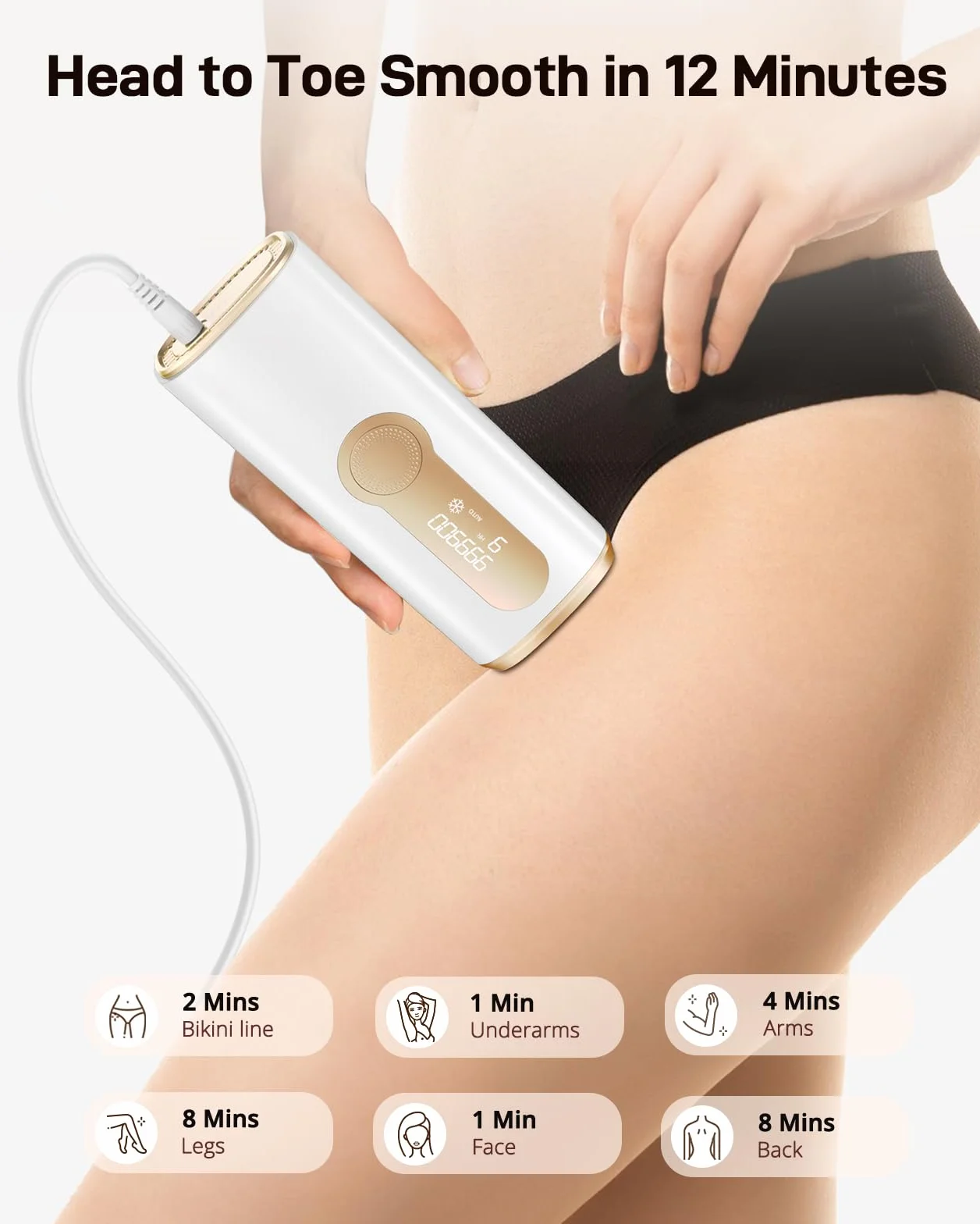 AMOTAOS IPL Laserowe usuwanie włosów 999900 miga urządzenie do twarzy, pach, ramion, bikini