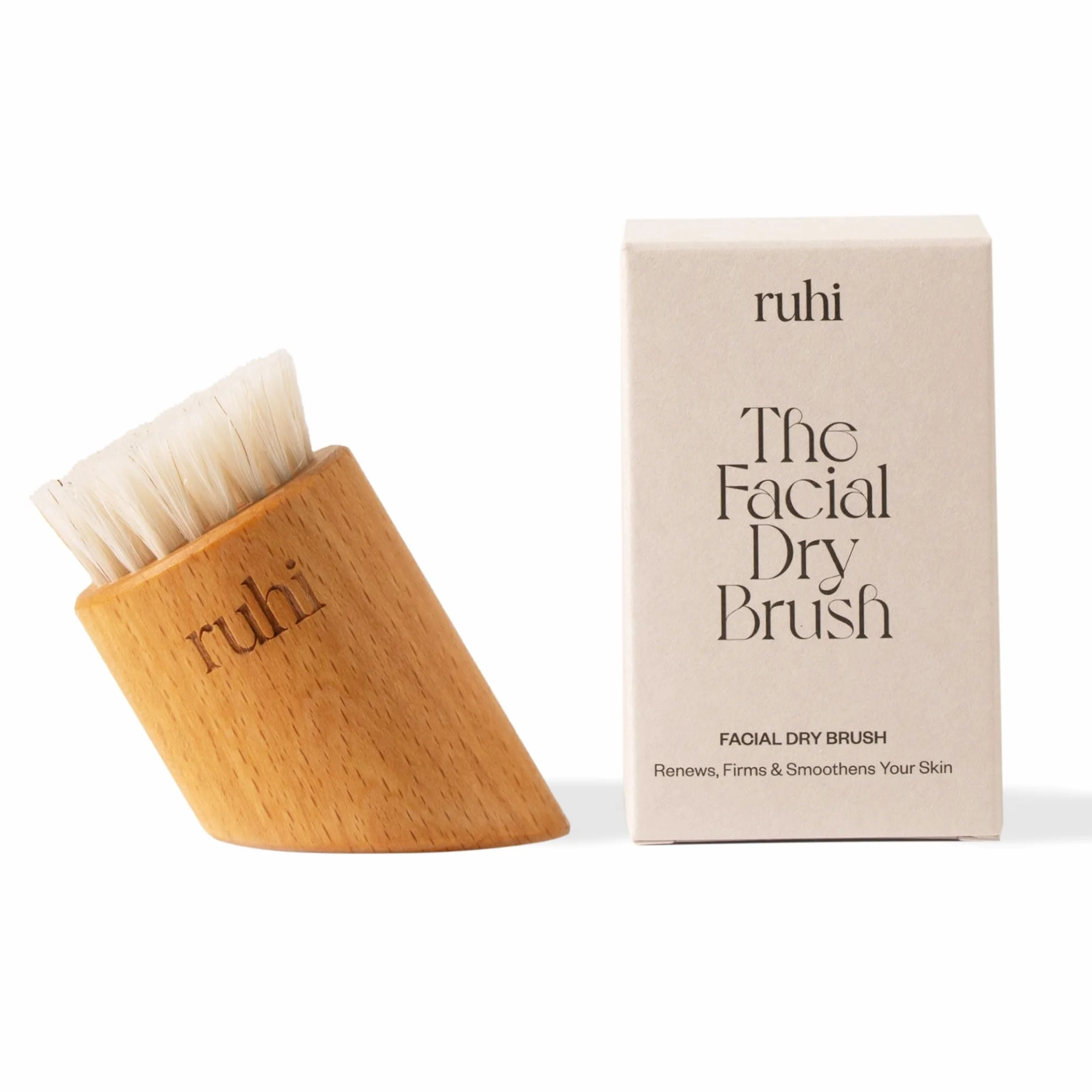 ruhi® Szczotka do twarzy do czyszczenia na sucho masaż Made in DE, 100% naturalne włosie | peeling, czyszczenie| regionalne drewno bukowe z certyfikatem FSC | sucha szczoteczka do twarzy