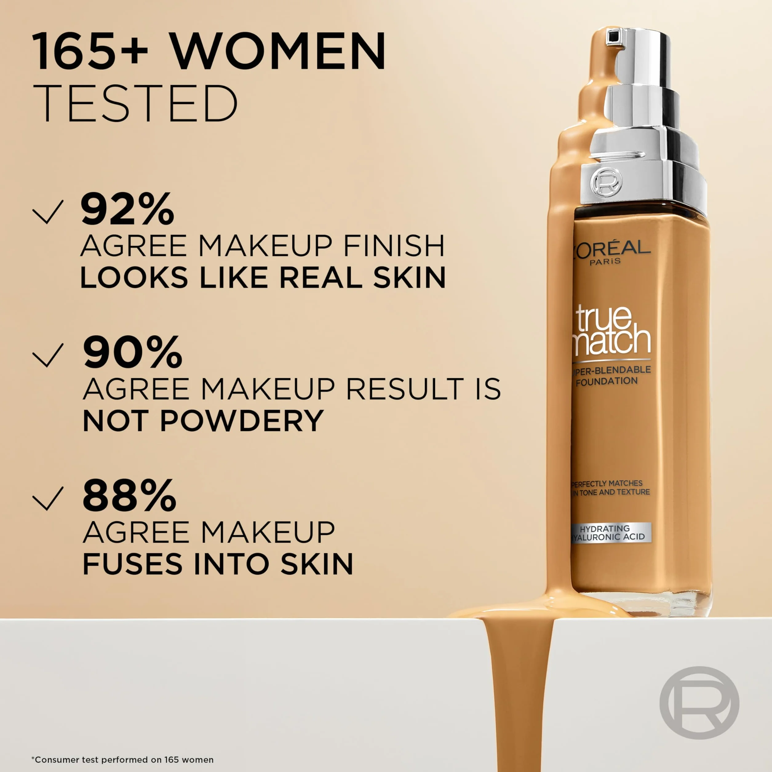 L'Oréal Paris True Match trwały podkład do twarzy w płynie, pielęgnujący z kwasem hialuronowym, SPF 17, 5.N Sand, 30 ml