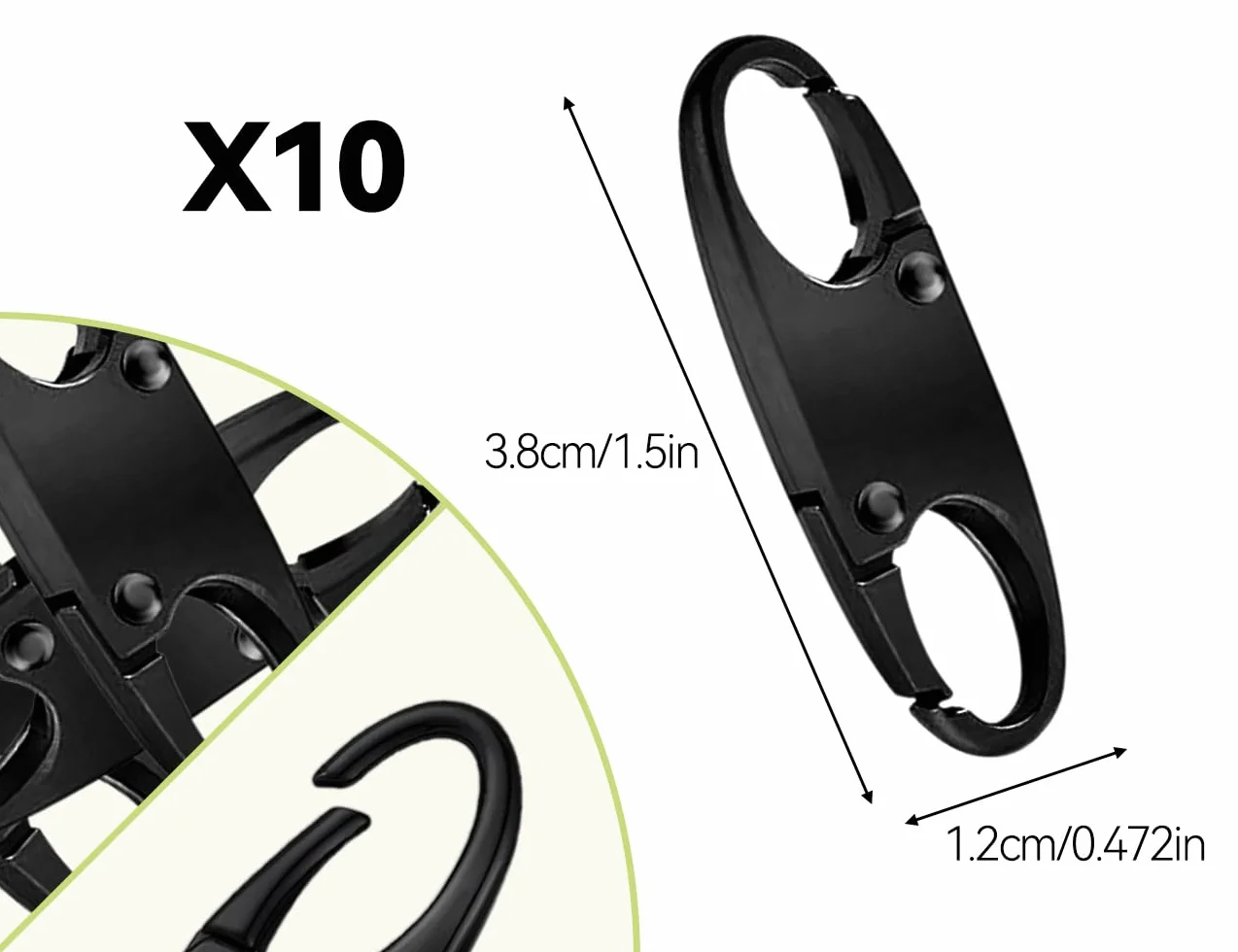 10 sztuk zamków błyskawicznych, zabezpieczenie przed kradzieżą, klips do plecaka, odpinanego zamka błyskawicznego, mini padlock, do bagażu, plecaka, torebki, torby, walizki (czarne)