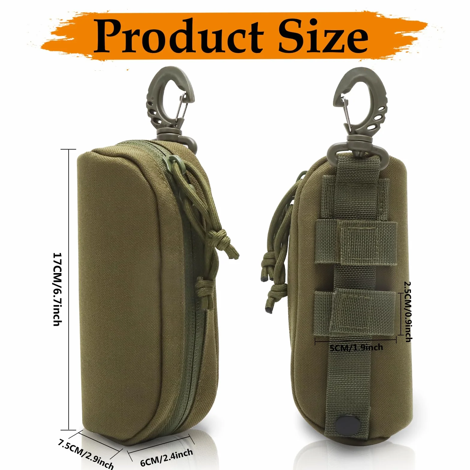 1 Nylon etui na okulary, etui na okulary przeciwsłoneczne, etui na okulary duże z uchwytem do noszenia, ciemnozielone etui ochronne do outdooru, wędrówek i wspinaczki górskiej