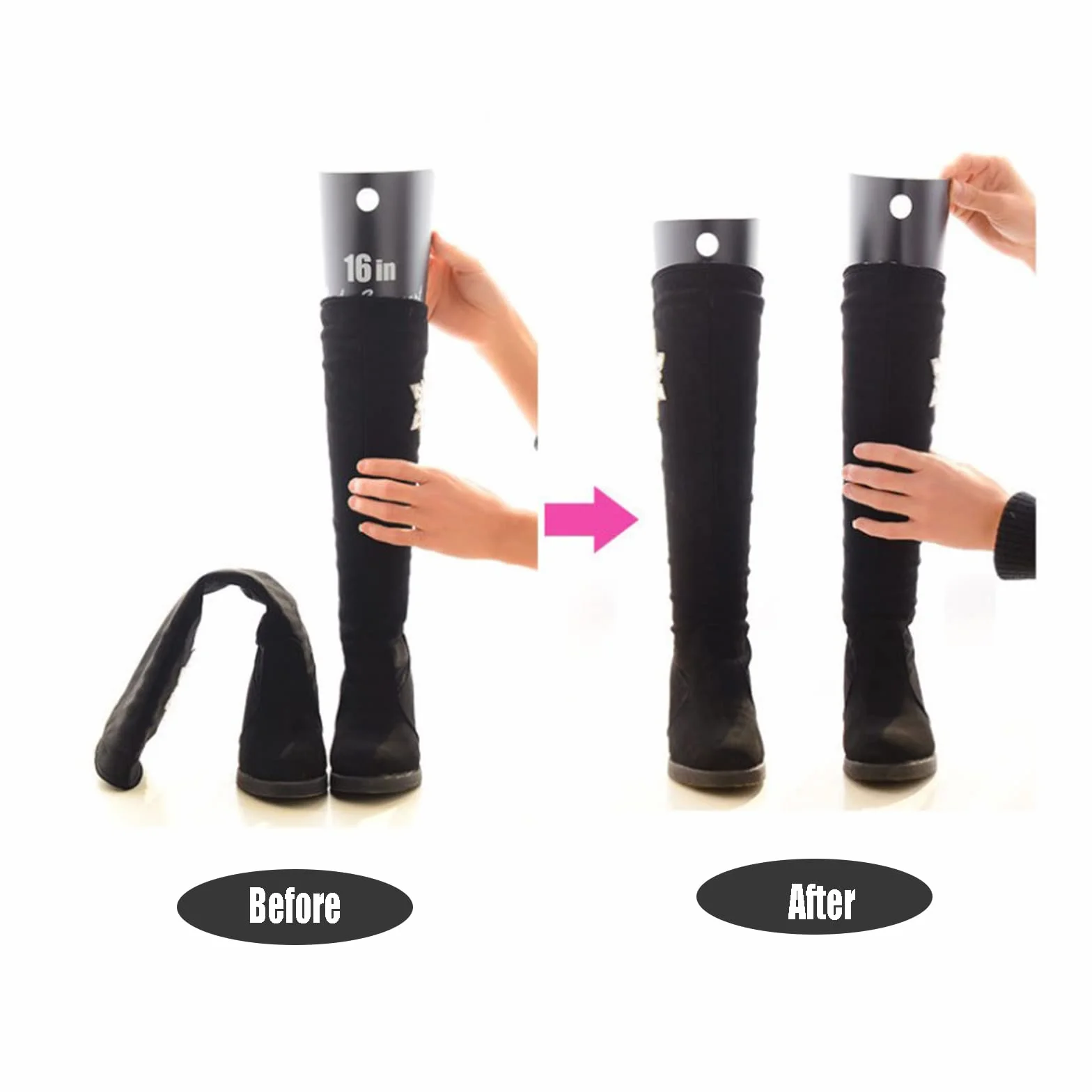 12 Sztuk Boot Shaper Board, wkładek w kształcie butów, wkładki formujące kozaki, czarne napinacze do butów, stojak z tworzywa sztucznego, wysokie podparcie butów (16 cala)