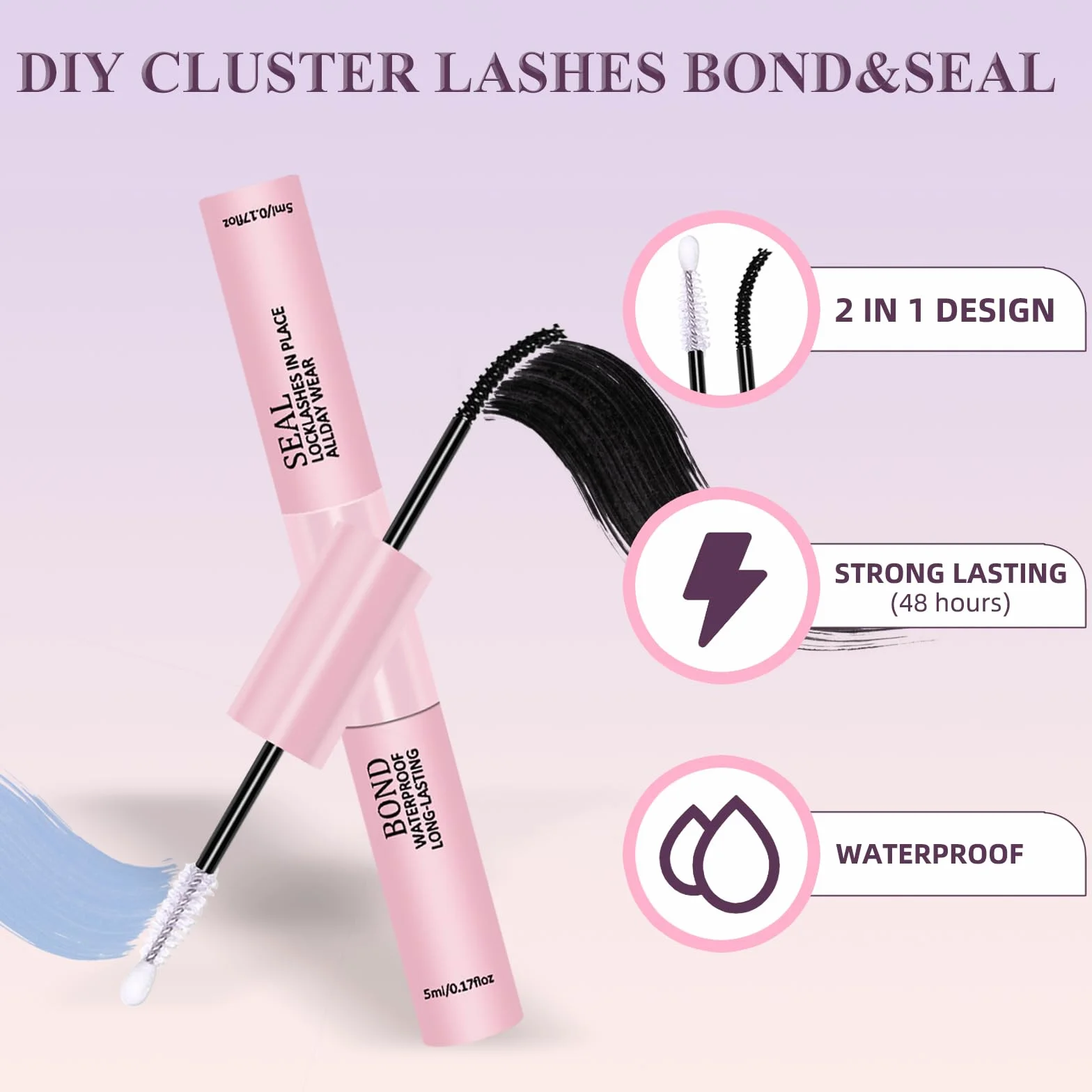 Przedłużki do rzęs 400 kępek, DIY 5-16mm mieszane długości zestaw przedłużek do rzęs, indywidualne 4 style sztuczne rzęsy z Lash Bond i Seal i pęsetą, zestaw do przedłużania rzęs