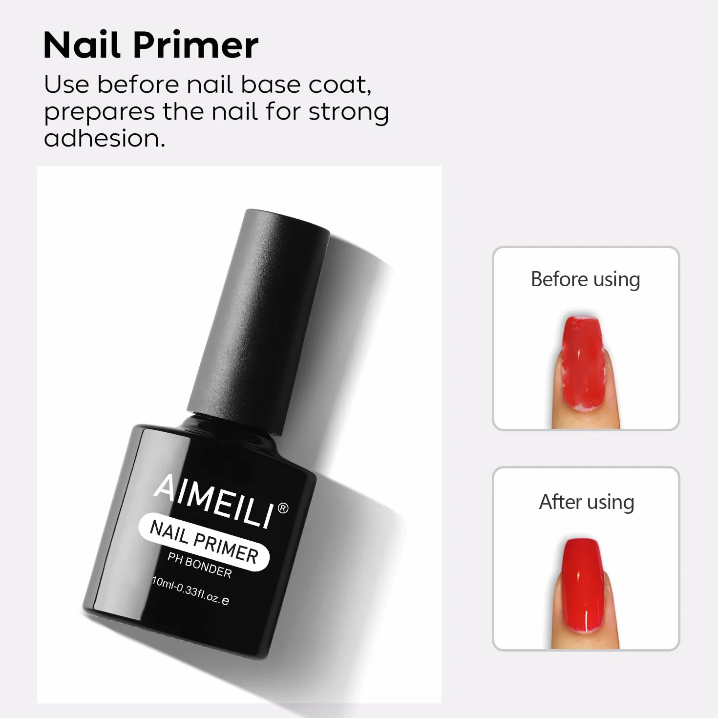 AIMEILI Nail Primer Gel Nail Prep Bond Primer do paznokci żelowych UV LED, lakier do paznokci, proszek akrylowy, paznokcie 10 ml