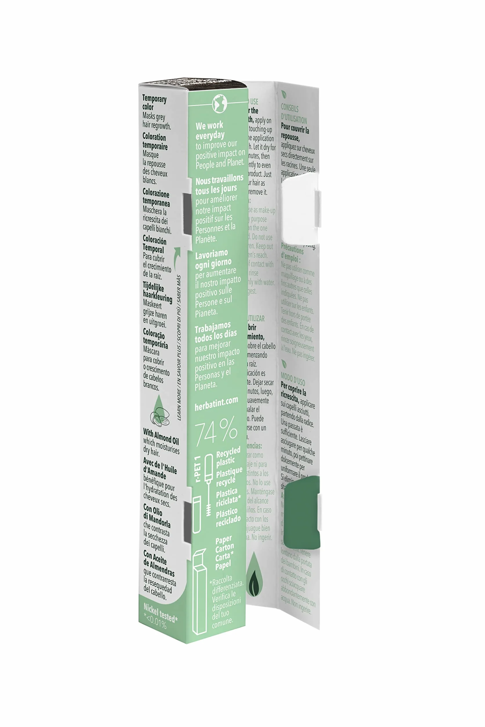 Herbatint Temporary Blond Hair Touch-Up – tusz do rzęs natychmiastowy odrastający, tymczasowe pokrycie szarych włosów, testowany dermatologicznie, 93% składników naturalnego pochodzenia