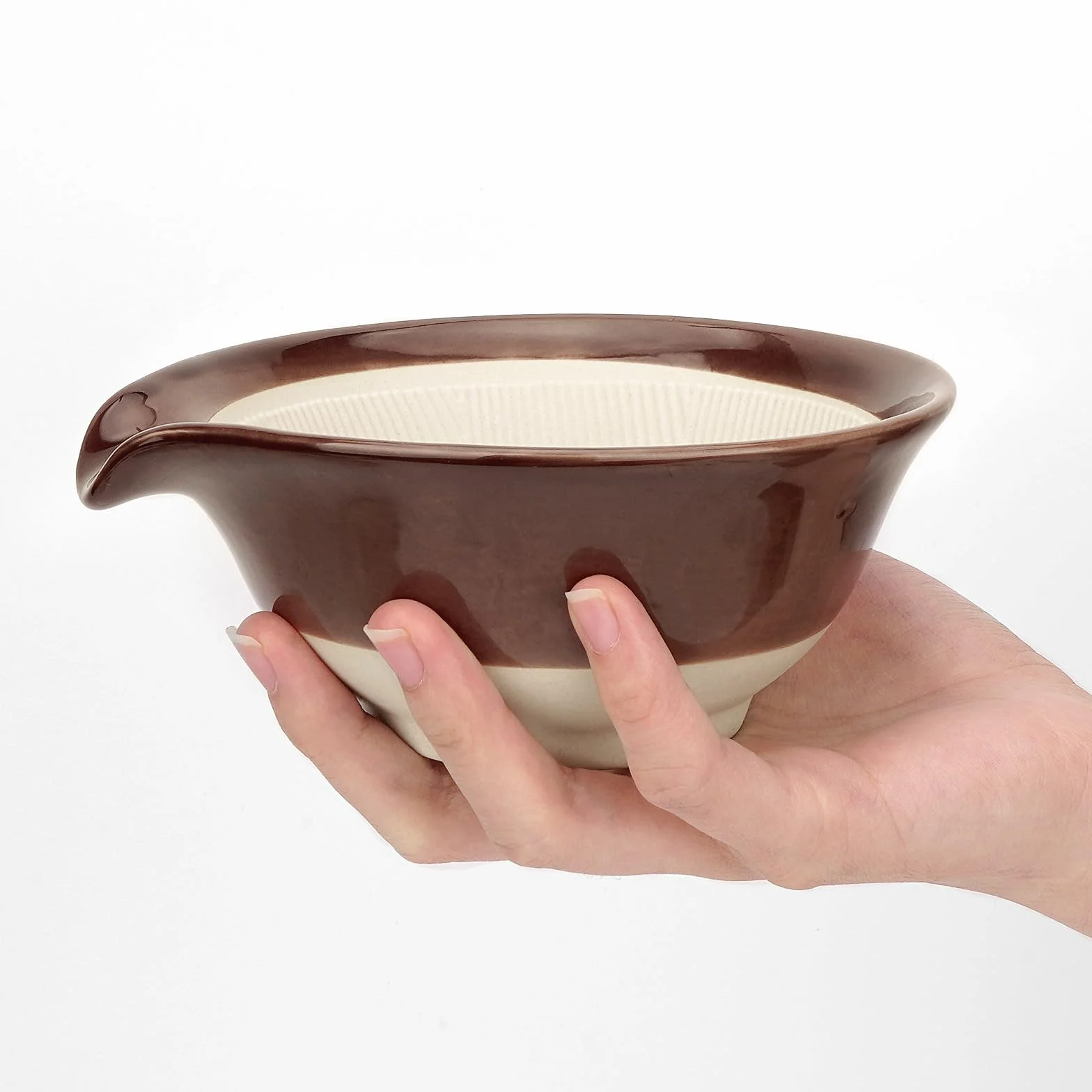 Ceramiczna Miska do Golenia, Kubek do Piany dla Mężczyzn, Broda Fryzjerska z Szerokimi Ustami, Krem do Golenia na Mokro (Brązowy)