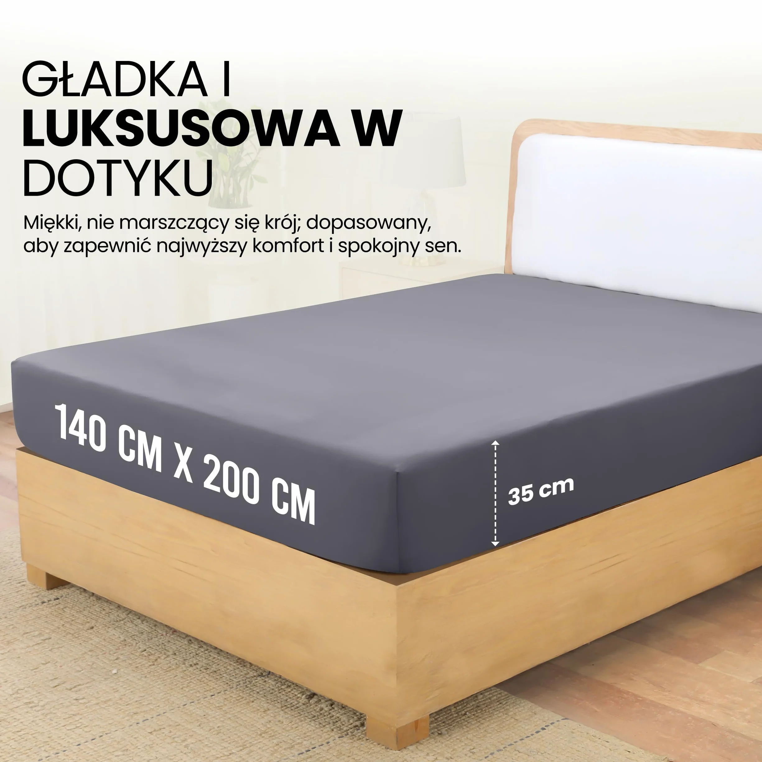 Utopia Bedding Arkusz z rogami Jeden i pół francuski kwadrat - 140x200cm - Szary - Arkusz pod z elastycznymi rogami