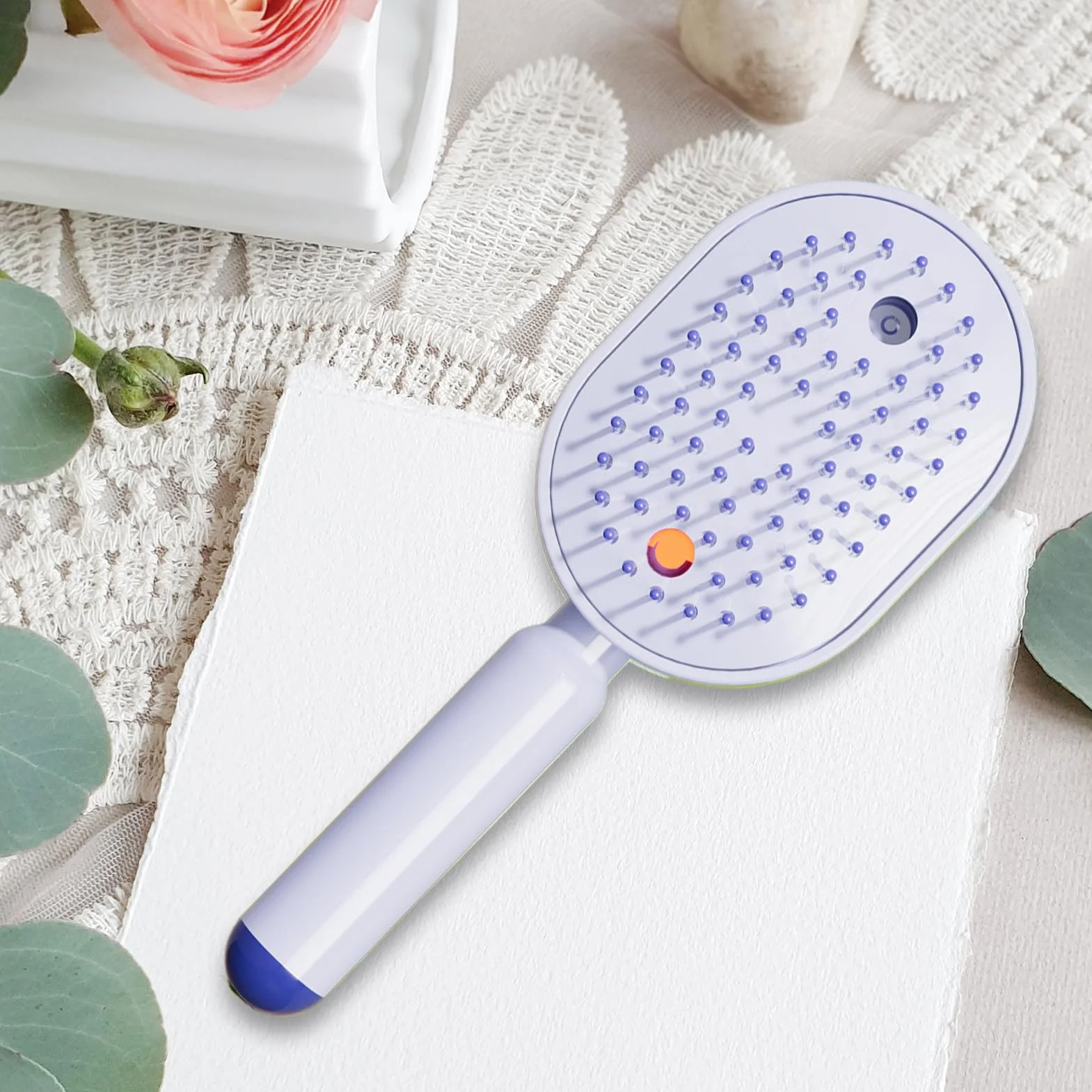 Wet Hair Brush - Vibration Misting Tool for Home Spa Styling Grooming Use | Electric Air Cushion Design with Red Light Feature Soft Bristle Layout Adds Shine Smooth Glide for Women Girls Daily Clean