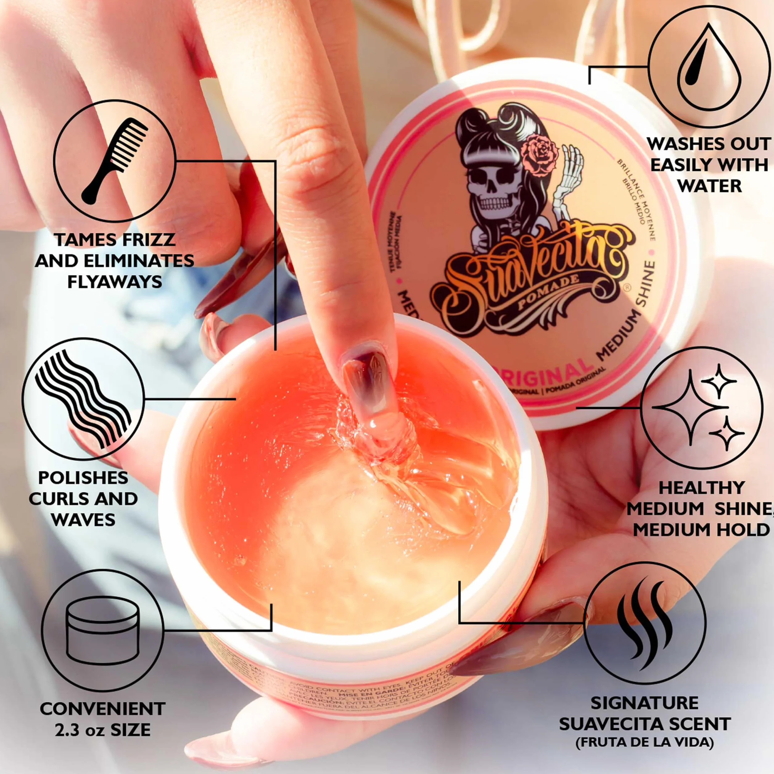 Suavecita Hair Pomade For Women Water Based, Medium Firm Hold Female Pomade 4oz/113g