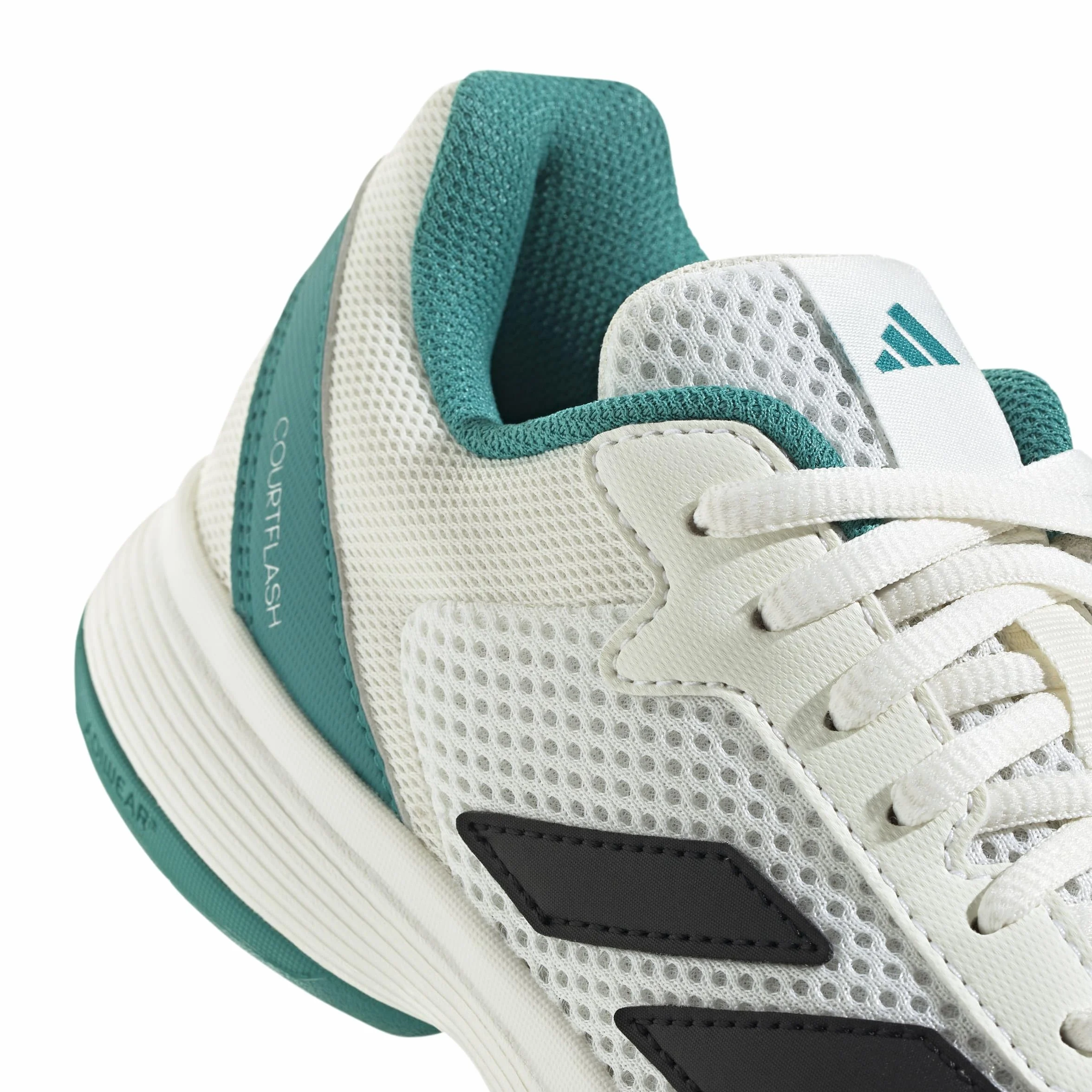 adidas Uniseks - dzieci Courtflash Kids Tennis Shoes, Cloud White/Pure Teal/Off White, 38 2/3 EU