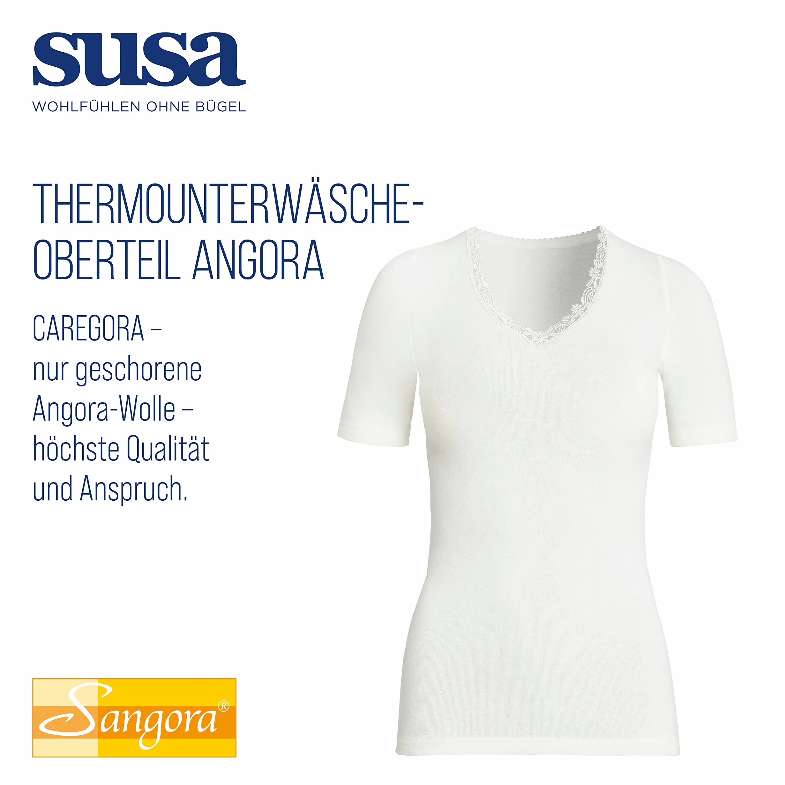 Susa Damska bielizna termiczna - górna część Angora Spenzer s8050920, biały (biel wełniana S115)., XXL