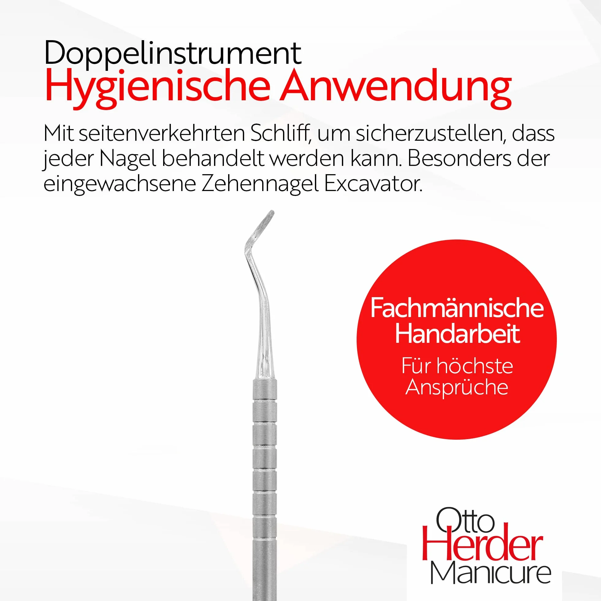 Otto podnośnik do paznokci – obcinacz do paznokci do czyszczenia narożników paznokci – podwójny instrument nierdzewny, 17 cm, do pielęgnacji stóp z zakrzywionymi końcami do obróbki futra paznokci