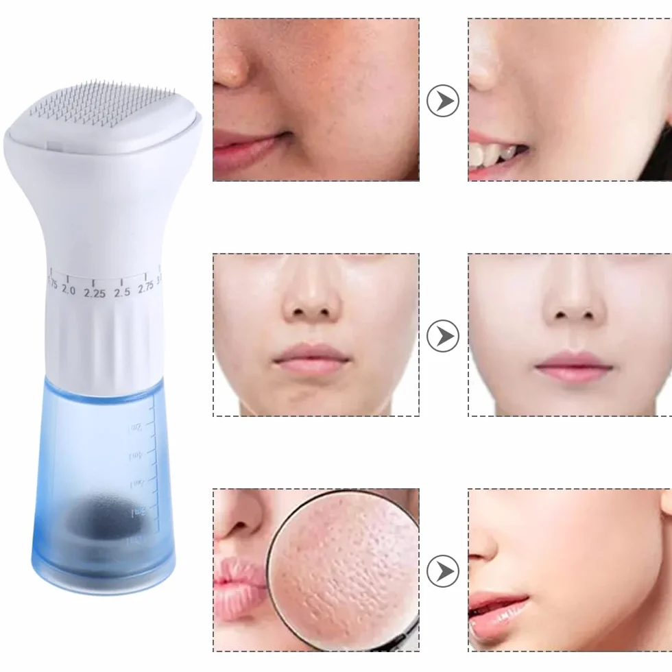 Derma Stamp S2 0-3 mm regulowany microneedling 140 igieł ze zbiornikiem serum Hydra Derma system do skóry, włosów, zmarszczek (bez SERUM)