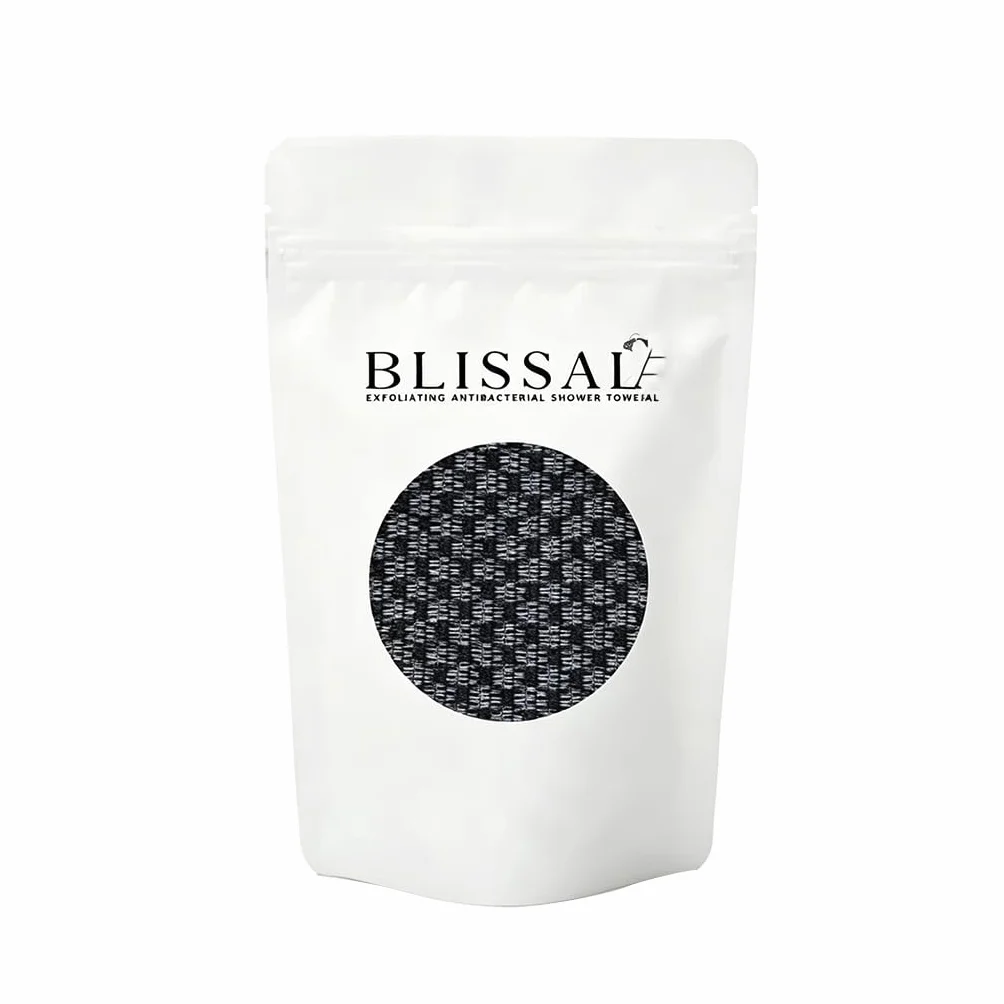 Exfoliating Antibacterial Shower Towel, bardzo długa myjka peelingowa dla mężczyzn i kobiet, głęboko oczyszczający pas do mycia pleców do delikatnego peelingu ciała, czarny
