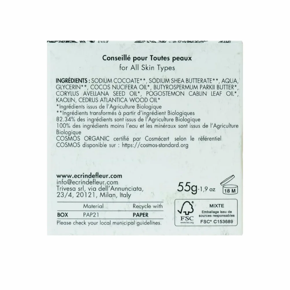 Organiczne Mydło do Golenia Cedr i Paczula 55g COSMOS Nature et Progrès