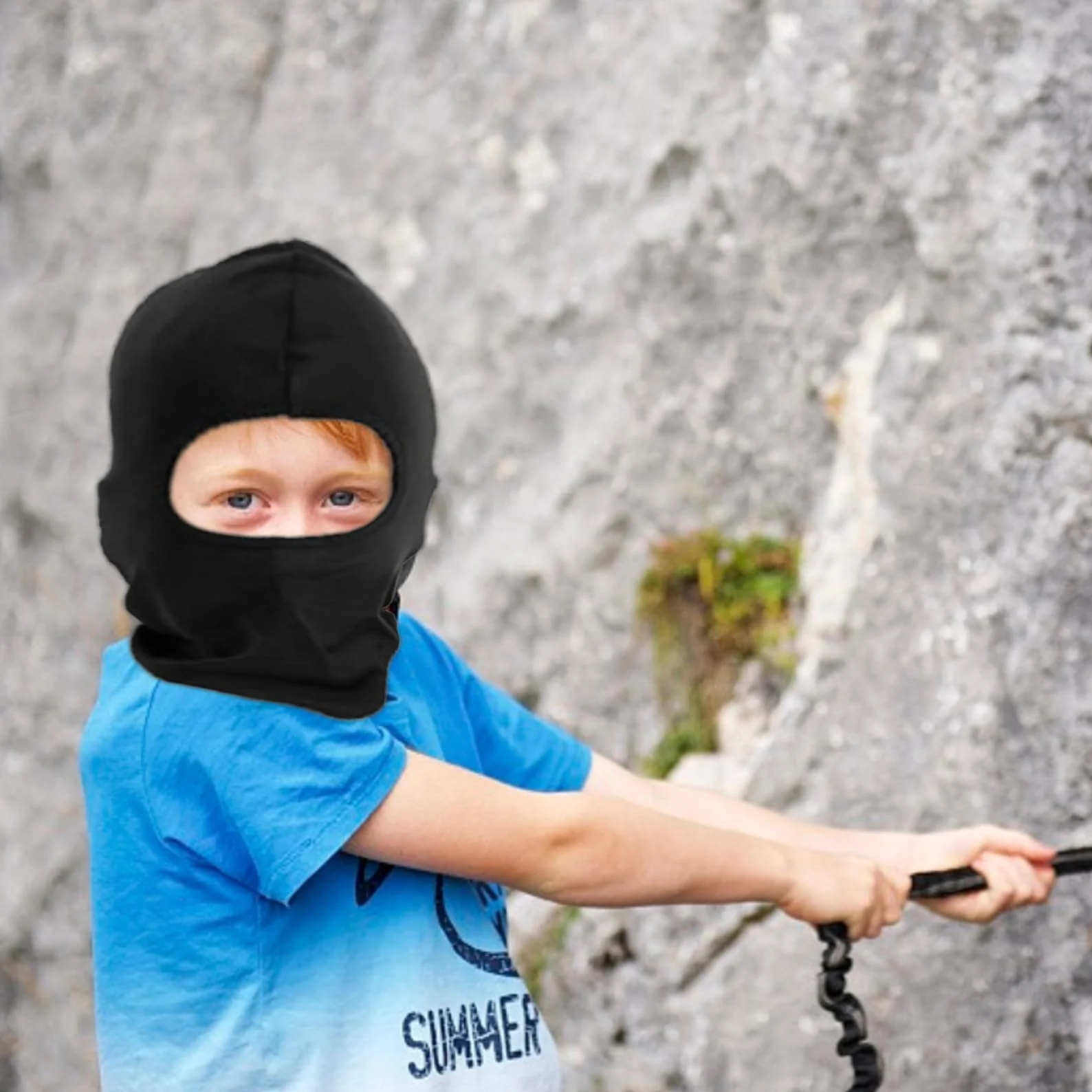 Kominiarka dziecięca, kominiarka dziecięca, kominiarka dla dzieci, kominiarka sztormowa, czarna, czapka rowerowa pod kask, Cool Balaclava, wiatroszczelna, dla chłopców i dziewczynek (czarna
