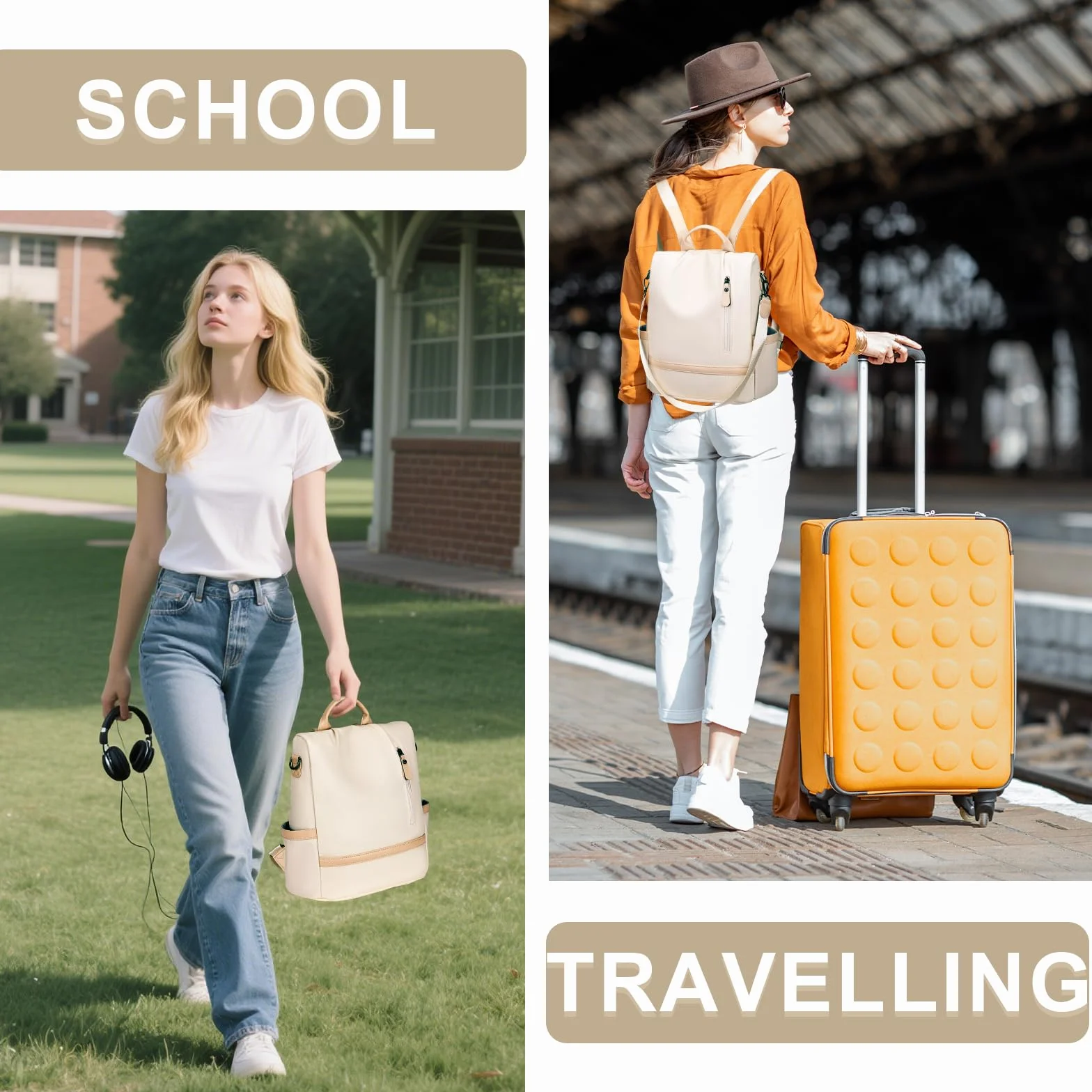 Eshow sac à dos pour femmes sac à bandoulière en Nylon petits sacs à dos décontractés pour femmes anti-vol école multifonctionnelle filles décontractées
