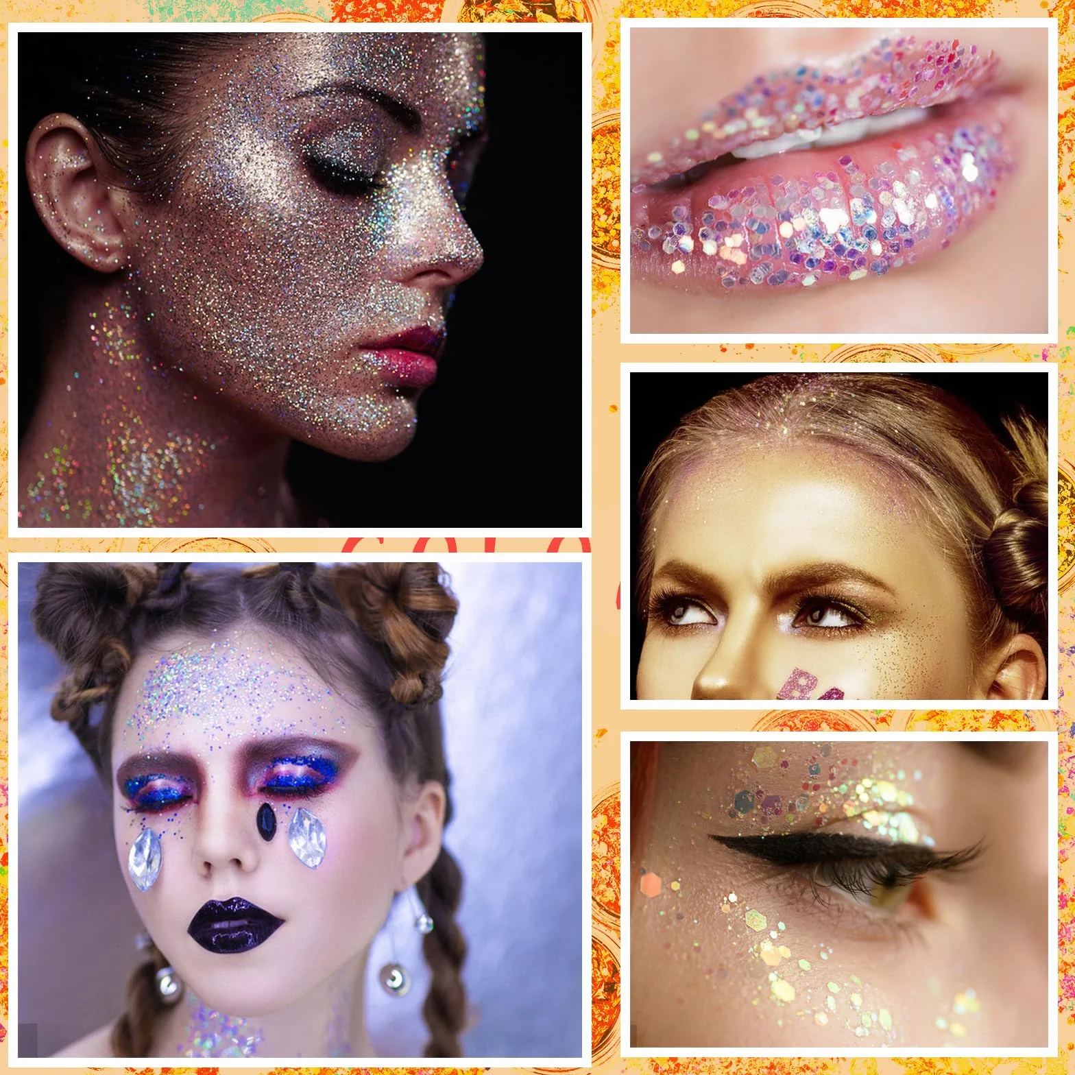 simarro Fluorescencyjne cekiny brokatowe, 12 kolorów, hex Face Body Glitter zestaw do paznokci, włosów, ciała, brokatu, na Halloween, do makijażu, oczu, ust, ciała, rękodzieła, 554117_1_MXD1TRBYQ