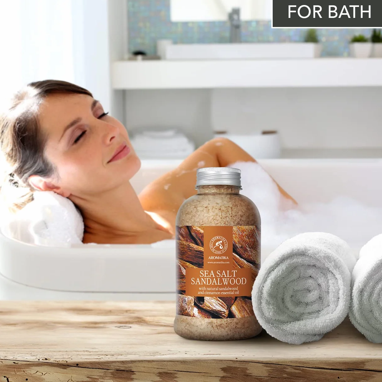 Bath Salts Sandalwood 600g Natural Sandalwood Cinnamon Essential Oil Sea Salt Relaxing Body Care