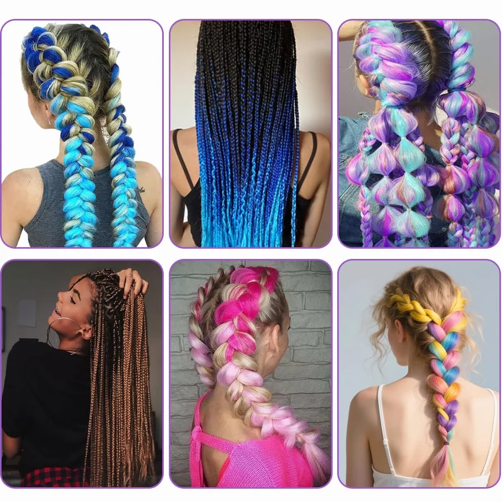 AUYAO Warkocz przedłużenie włosów, 3 szt. Jumbo Braids Meches, przedłużenie włosów z włókna syntetycznego, do szydełka, skręcania