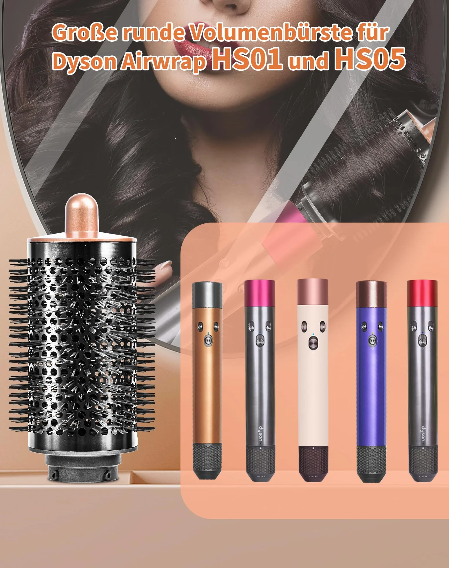 Dyson Ulepszona okrągła szczotka objętościowa do akcesoriów Airwrap HS01 HS05 szczotka objętościowa do miękkich i płaskich włosów, złota