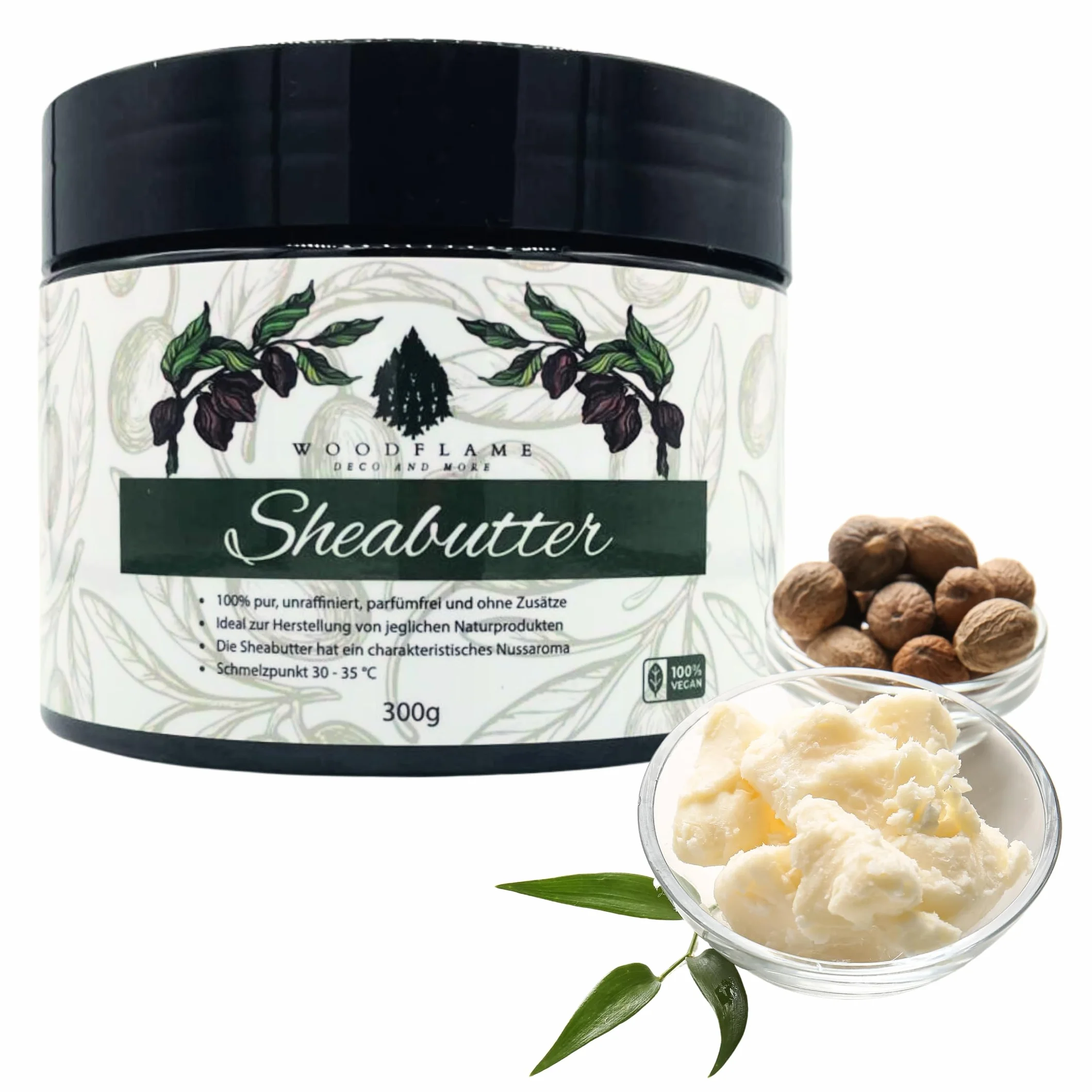 Masło shea nierafinowane tłoczone na zimno 300 g naturalne wegańskie bezzapachowe