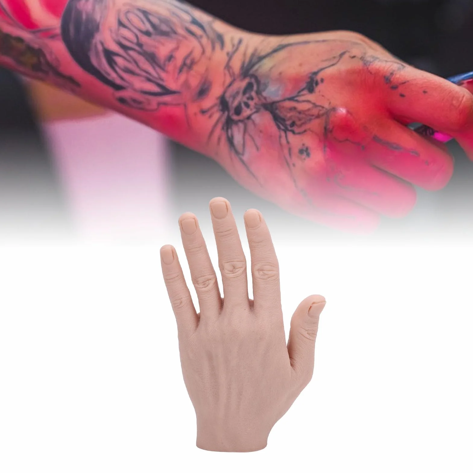 Model Męskiej Dłoni z Silikonu, Lewa lub Prawa Ręka Realistyczna, Elastyczna dłoń do ćwiczeń, Wyświetlacze Ręczne Model Męskich Dłoni Manekina dla Początkujących, Artystów, (Lewa