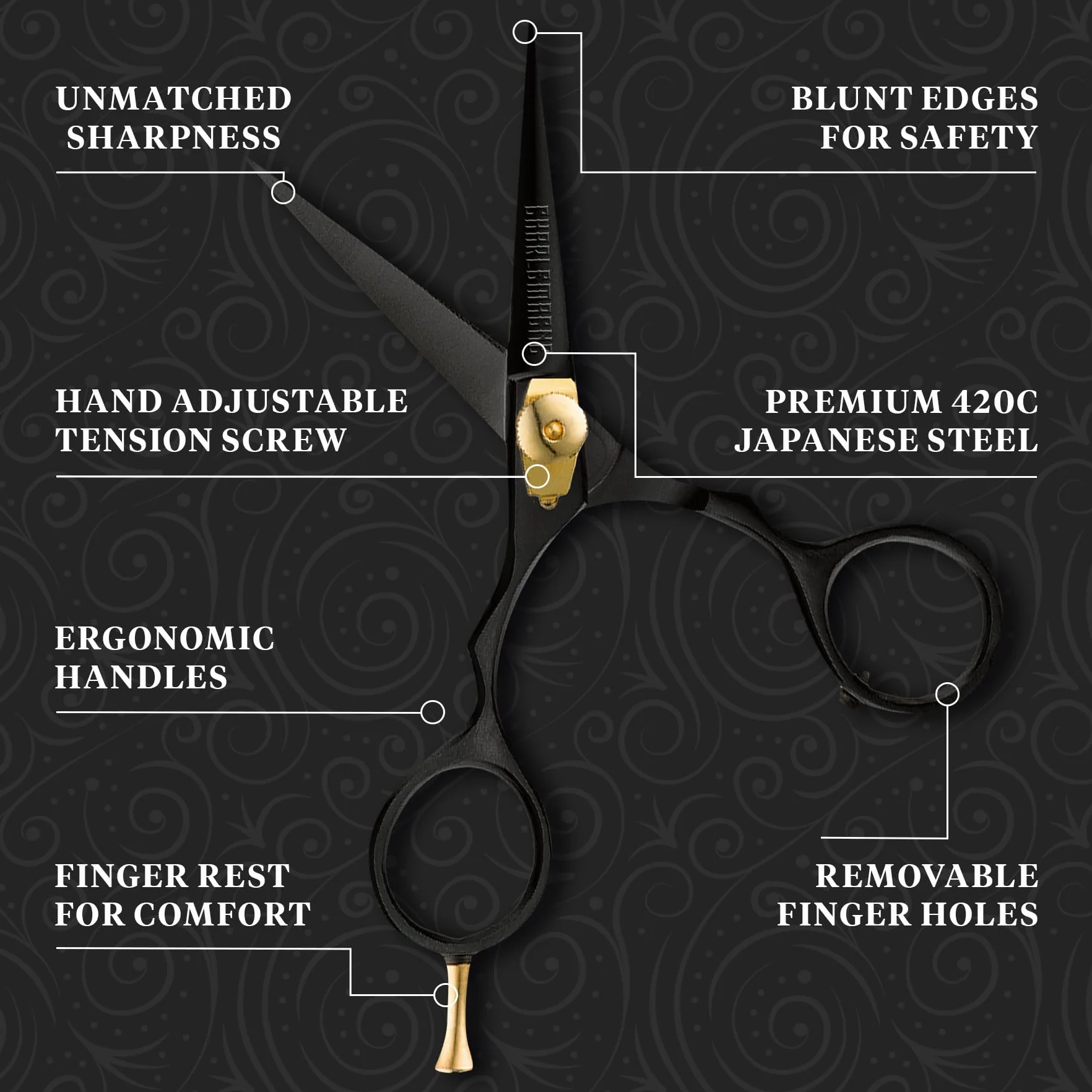 Charlemagne Beard Scissors - Nożyczki do brody małe – Ze stali nierdzewnej do brody i wąsów – Bardzo ostre – Fryzjerskie do włosów