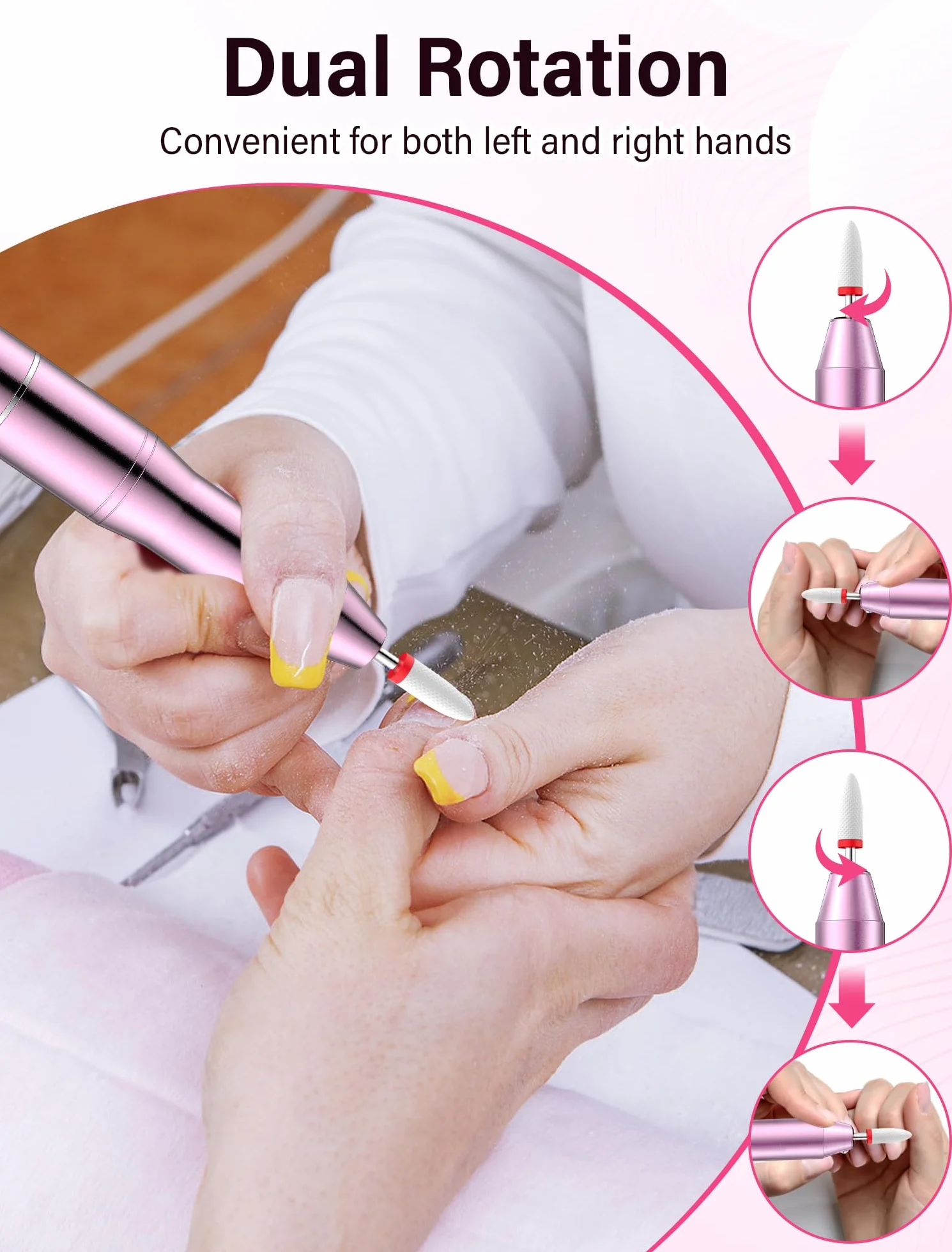 Bezprzewodowy elektryczny pilnik do paznokci żelowych 35000 obr/min, 5 regulowanych ustawień prędkości do manicure i pedicure
