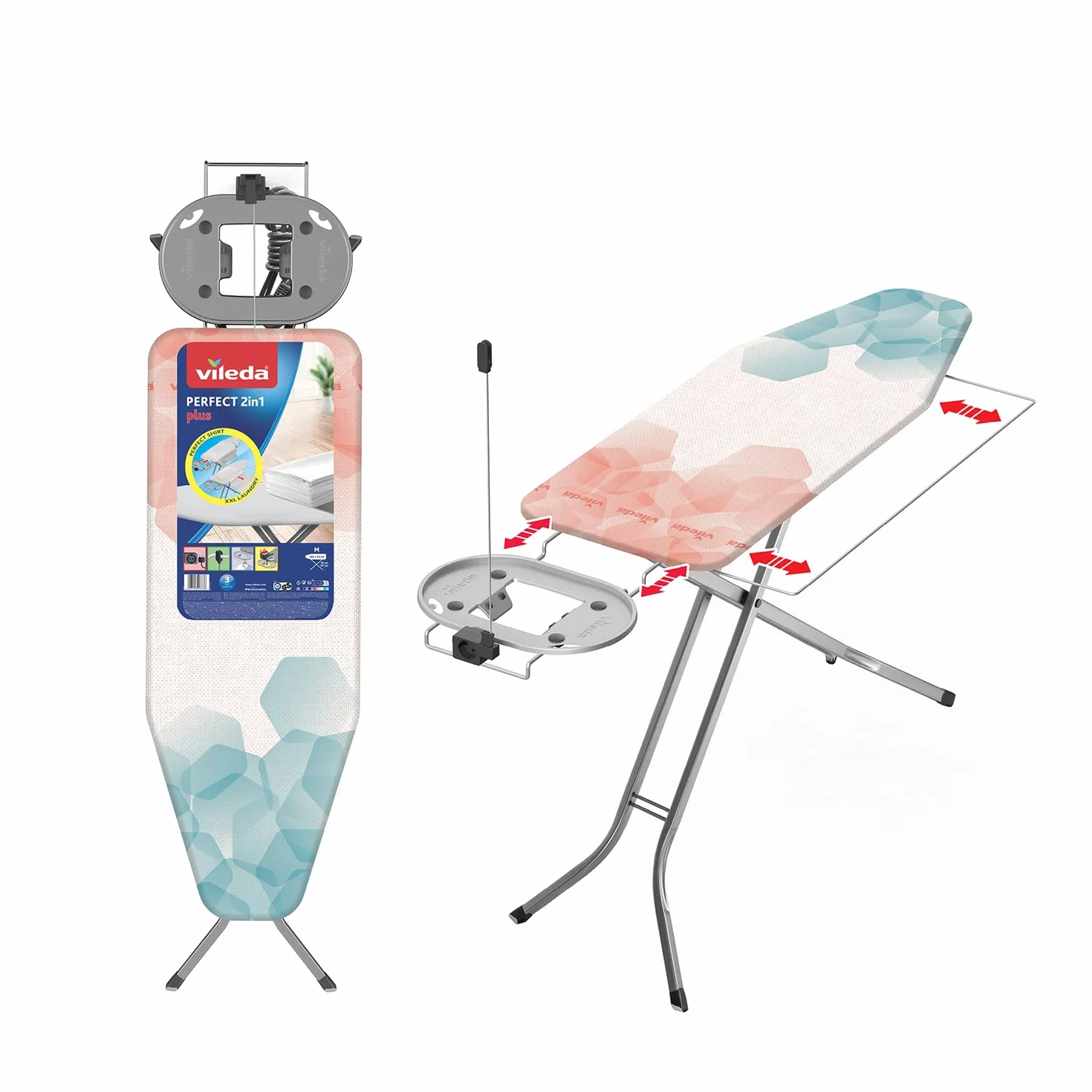 Vileda Perfect 2 In 1 Plus Deska do Prasowania, Zielony, 122 x 44 x 95 cm