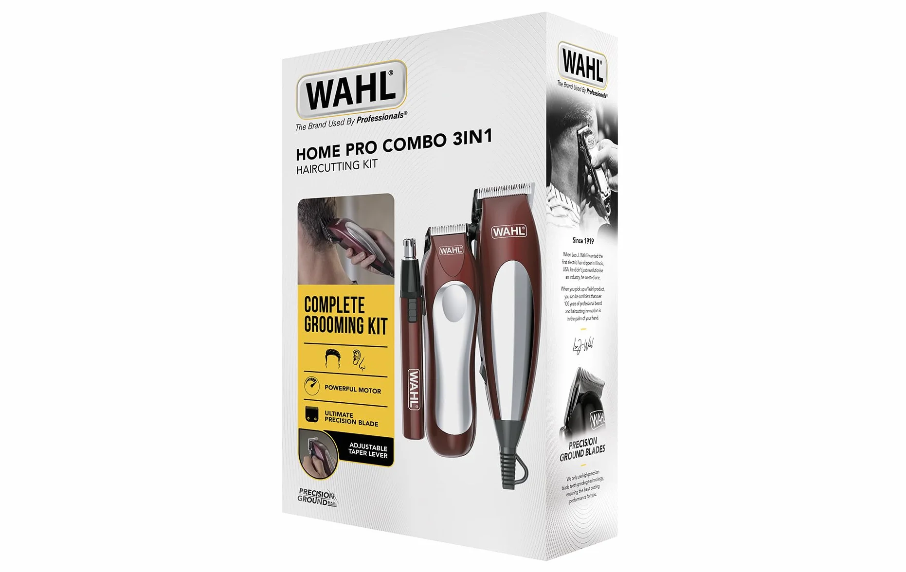Wahl Home Pro Combo 3w1, zestaw prezentowy do strzyżenia włosów, maszynka do strzyżenia włosów dla mężczyzn, przewodowa golarka do głowy, trymer do brody dla mężczyzn, trymer do zarostu