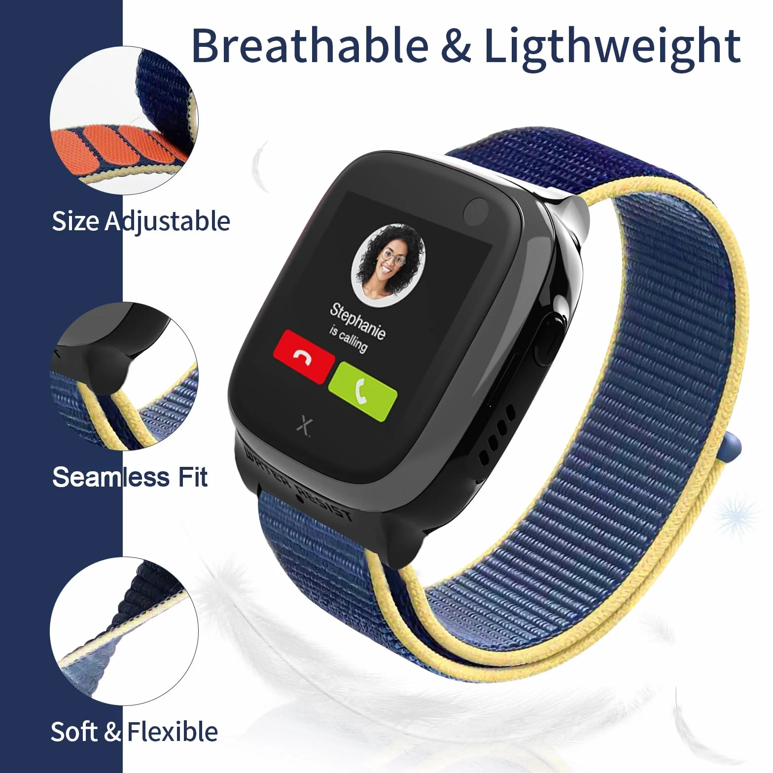 Xplora Xplora X5 Nylonowa bransoletka kompatybilna z Xplora Kids Smartwatch z zapięciem na rzepy, dla dziewcząt i chłopców, regulowana, pleciona, zamienna do Xplora X5 Play / XGO 2