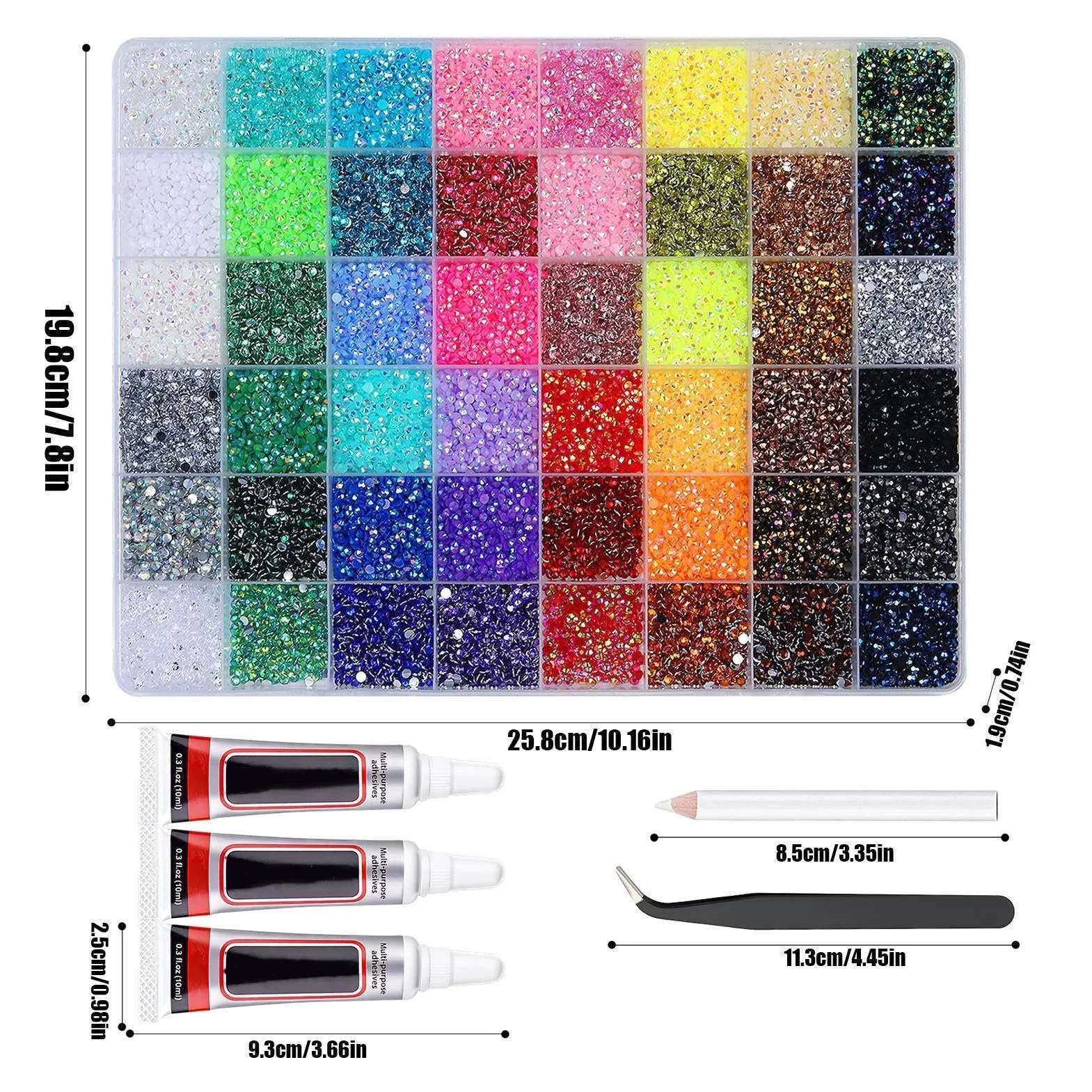 Rhinestones Bedazzling Kit, ozdoby do paznokci z klejnotami, wielokolorowe kamienie strasu z precyzyjnym aplikatorem, Rhinestone Bedazzler Kit, styl do etui na telefon i ubrania