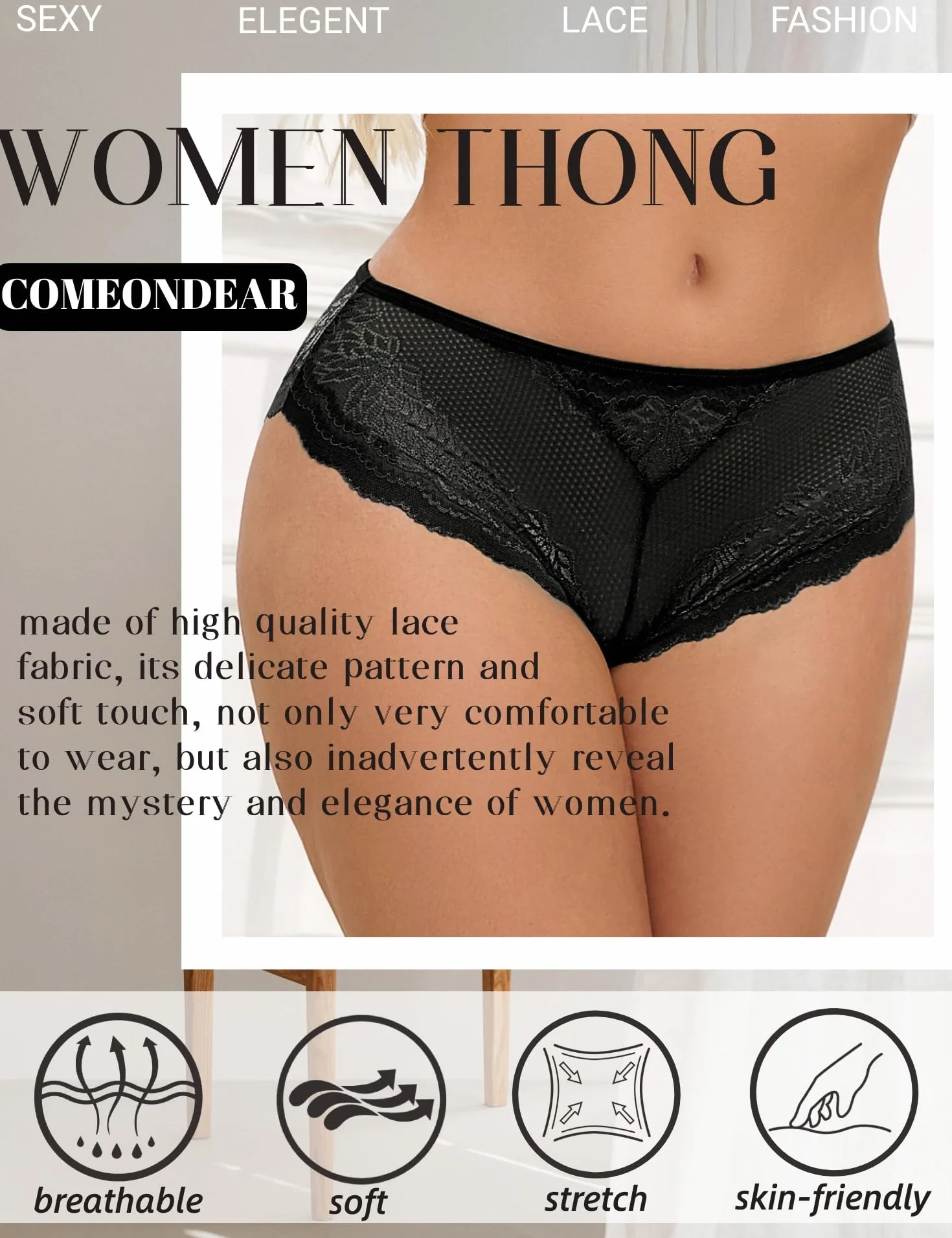 comeondear Seksowne stringi damskie koronkowe stringi uwodzicielskie niski stan majtki brazylijskie stringi plus size przezroczyste majtki majtki bielizna stringi bikini twarda bielizna seksowna