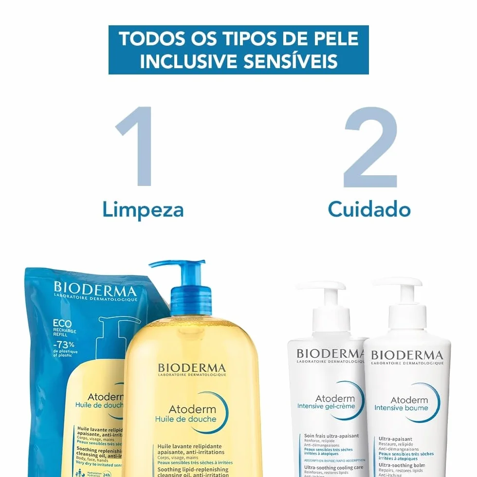 Bioderma Atoderm Olejek pod prysznic, wkład do mycia twarzy i ciała, odżywiający skórę suchą i wrażliwą atopową, zapewnia miękkość i gładkość skóry dla całej rodziny, 100 ml płynu